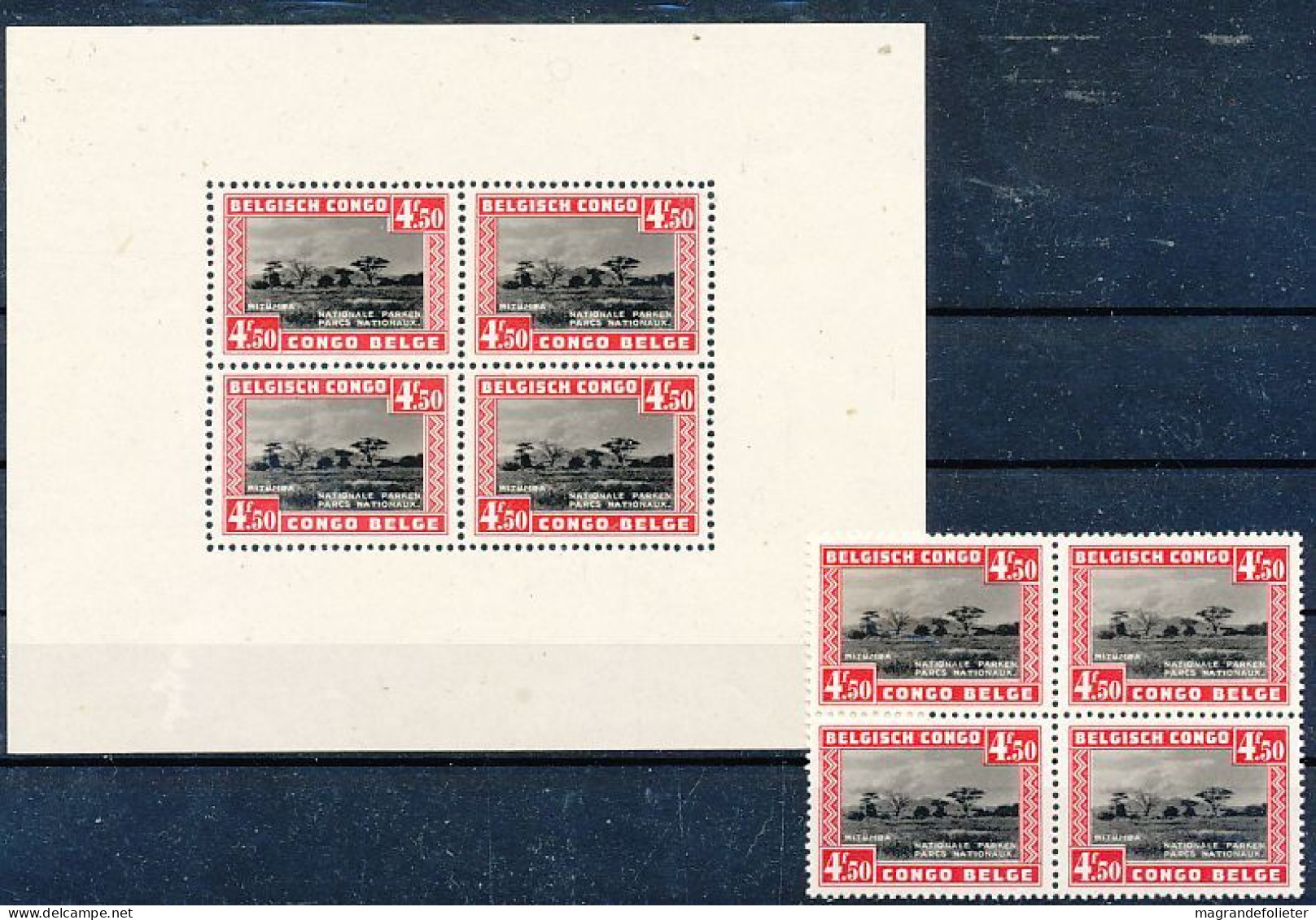 TIMBRE STAMP ZEGEL  CONGO BELGE BL 1 + 4 X 196a  XX - Blokken