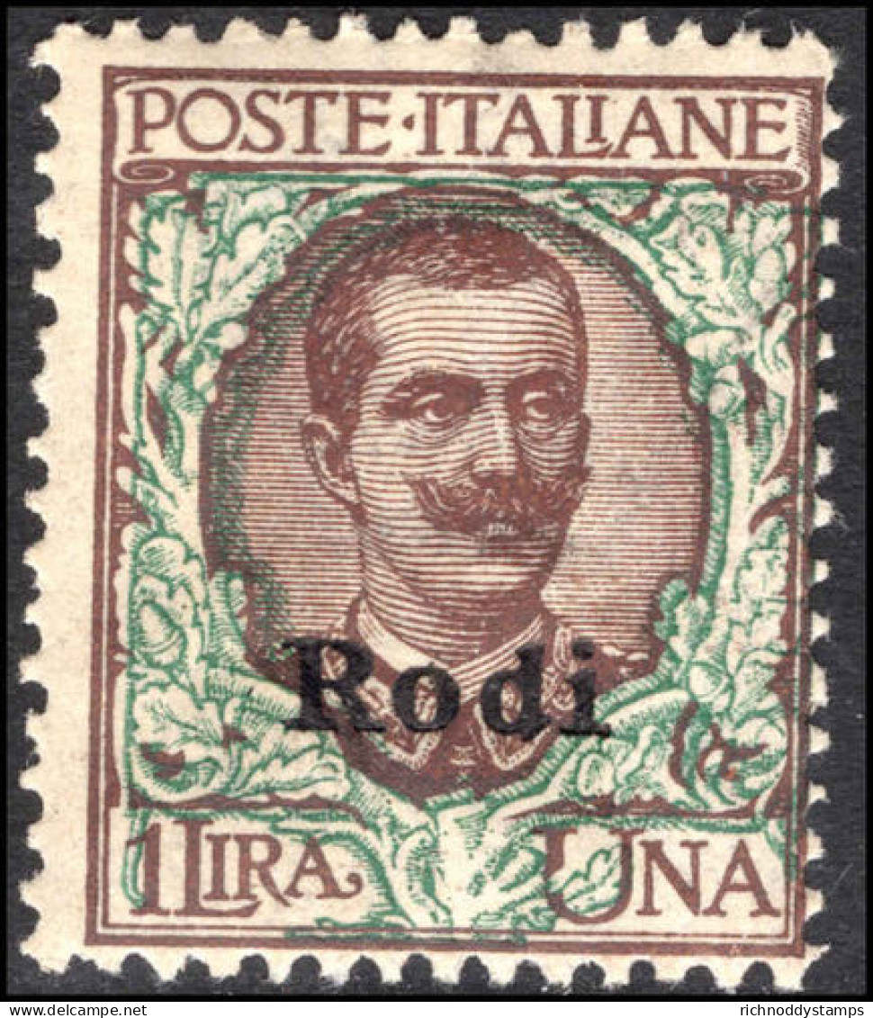 Rodi 1916-24 1l Brown And Green Unmounted Mint. - Egée (Rodi)
