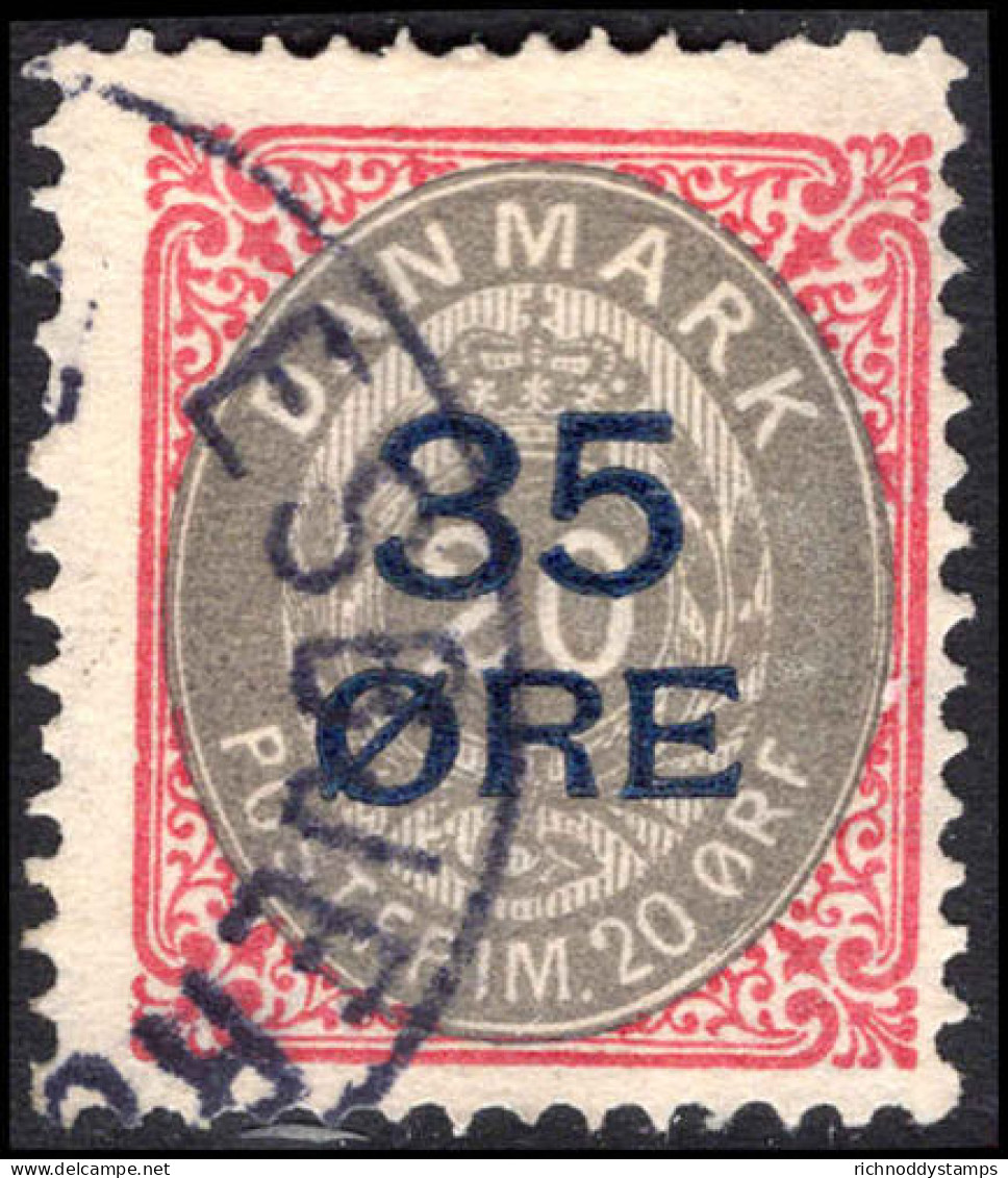 Denmark 1912 35&oslash;  On 20&oslash;  Grey And Carmine Fine Used.  - Used Stamps