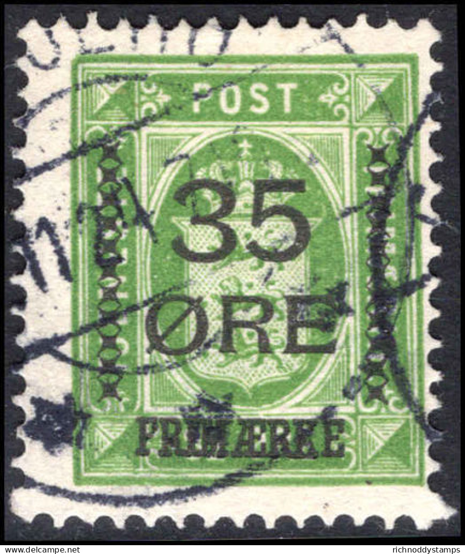 Denmark 1912 35&oslash; On 32&oslash; Green Official Fine Used.  - Usado