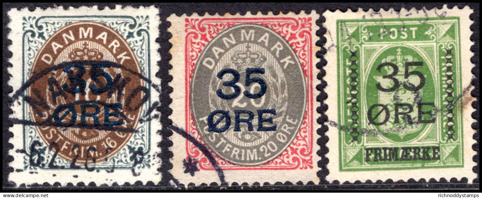 Denmark 1921 35&oslash; Provisional Set Fine Used. - Gebruikt