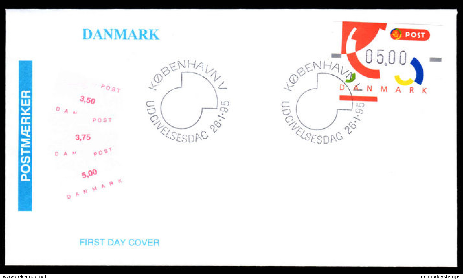 Denmark 1995 5.00Kr Type B1 ATM First Day Cover - Storia Postale