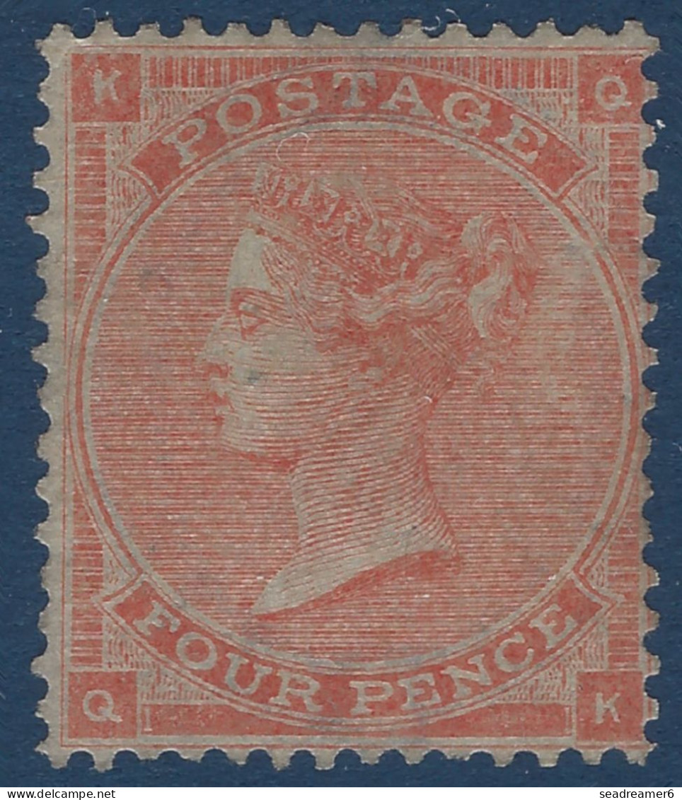 Grande Bretagne N°24* 4 Pence Rouge Orange (PL4_KQ/QK) Tres Frais & TTB - Unused Stamps