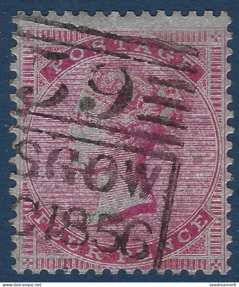 Grande Bretagne N°17a 4 Pence Rose Sur Azuré Filigrane Moyenne Jartière Oblitéré Ligne De Glasgow Frais & TTB - Ongebruikt