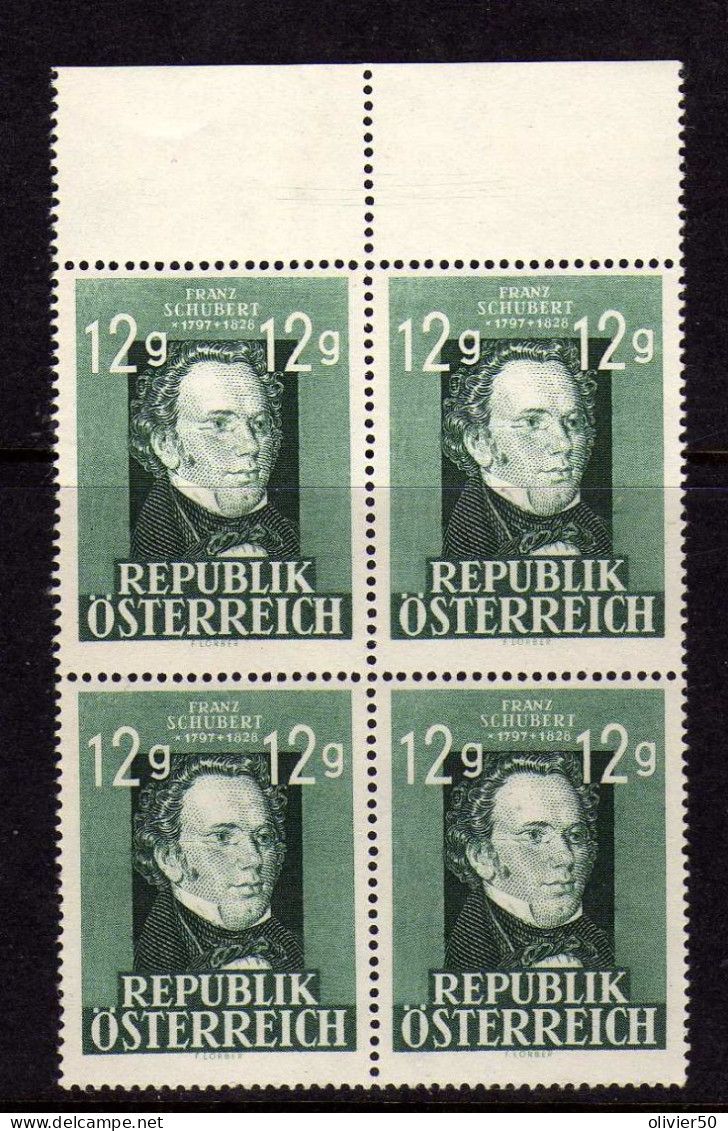 Autriche (1947) - Franz Schubert - Bloc De Quatre  Neufs** - MNH - Unused Stamps
