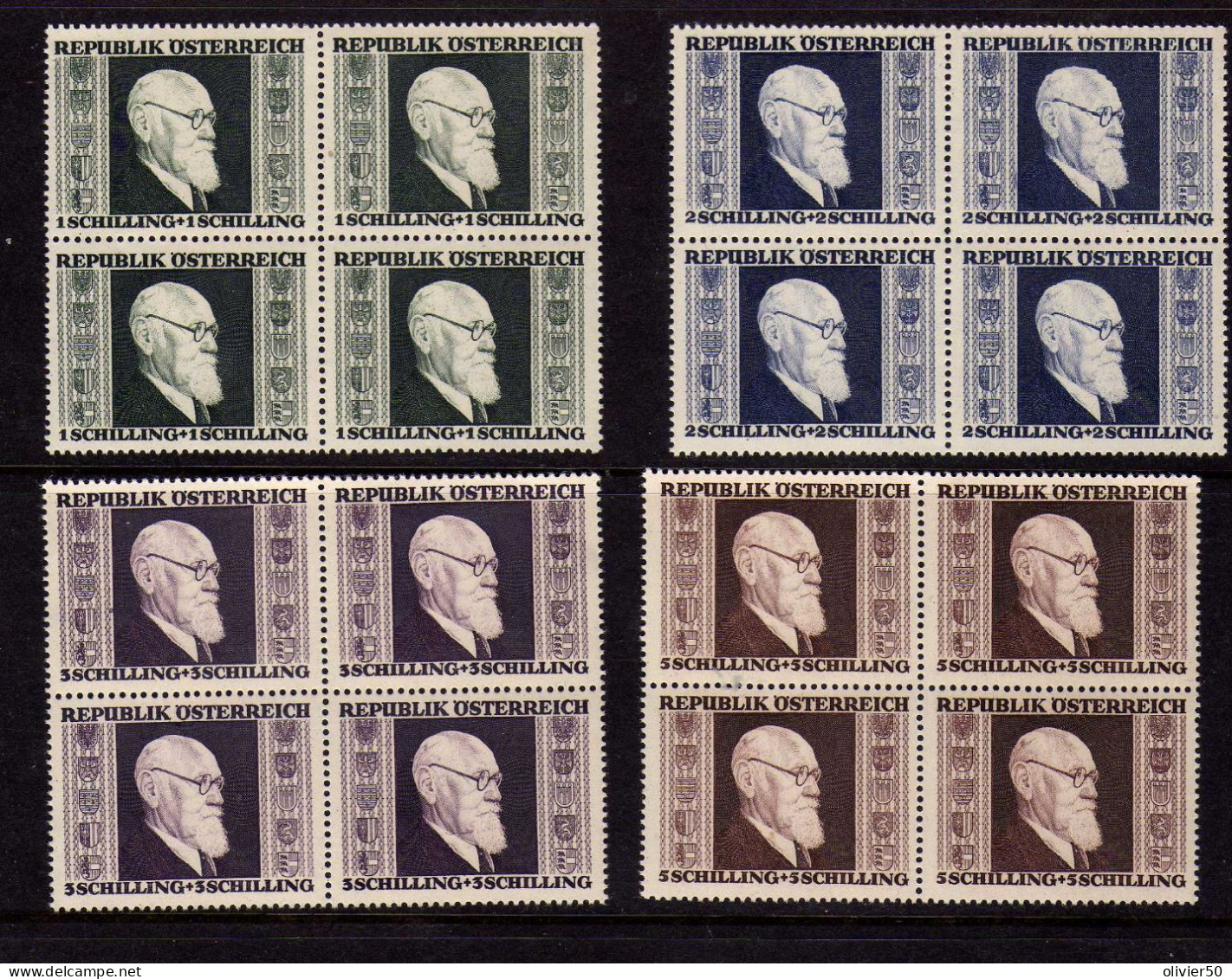 Autriche (1946) -  Anniversaire Du Gouvernement Renner - Blocs De Quatre -  Neufs** - MNH - Unused Stamps