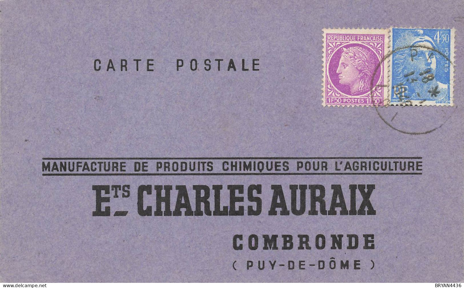 63 - COMBRONDE - MANUFACTURE "CHARLES AURAIX" - CARTE - TRES BON ETAT - Combronde