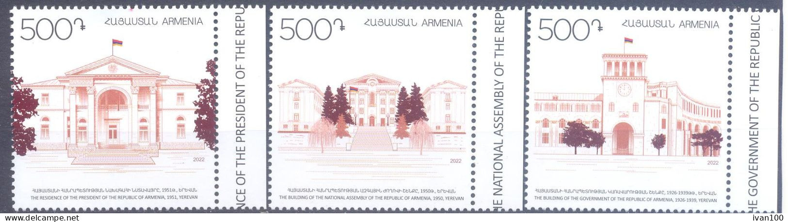 2022. Armenia, Architecture Of Yerevan, 3v, Mint/** - Armenia