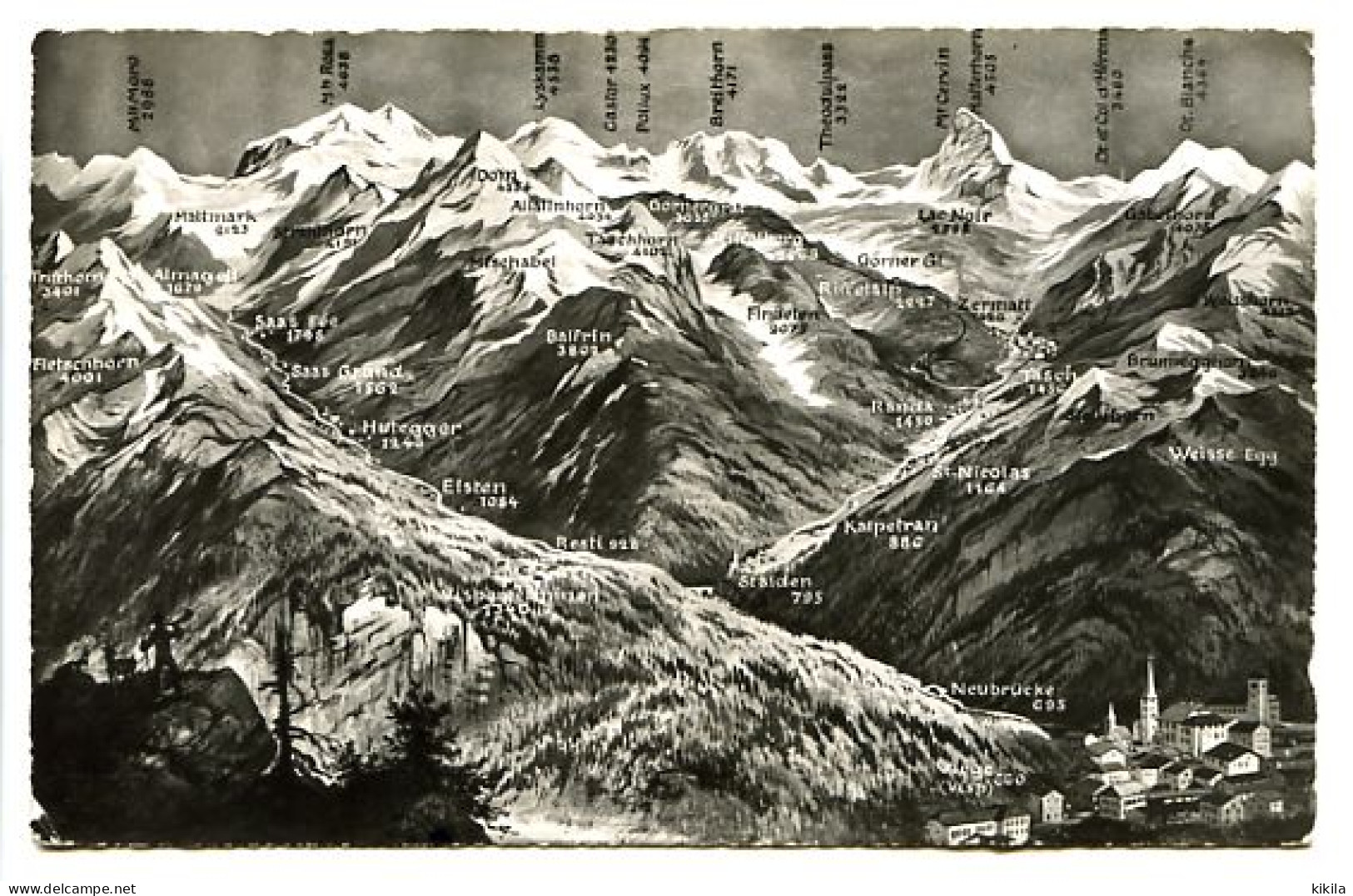 CPSM Dentelée 9 X 14 Suisse Canton Du Valais VIEGE  Le Cervin, Le Mte Rosa  Castor Et Pollux - Viège