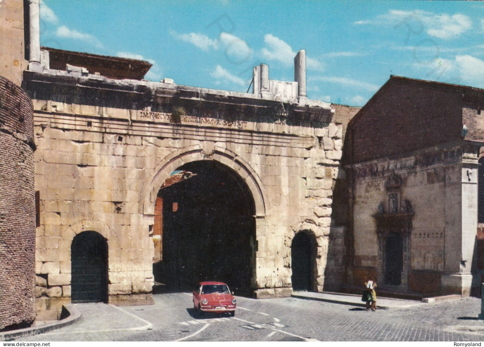 CARTOLINA  FANO,MARCHE-RIVIERA ADRIATICA-ARCO D'AUGUSTO-CHIESETTA MICHELE-STORIA,MEMORIA,BELLA ITALIA,VIAGGIATA 1969 - Fano