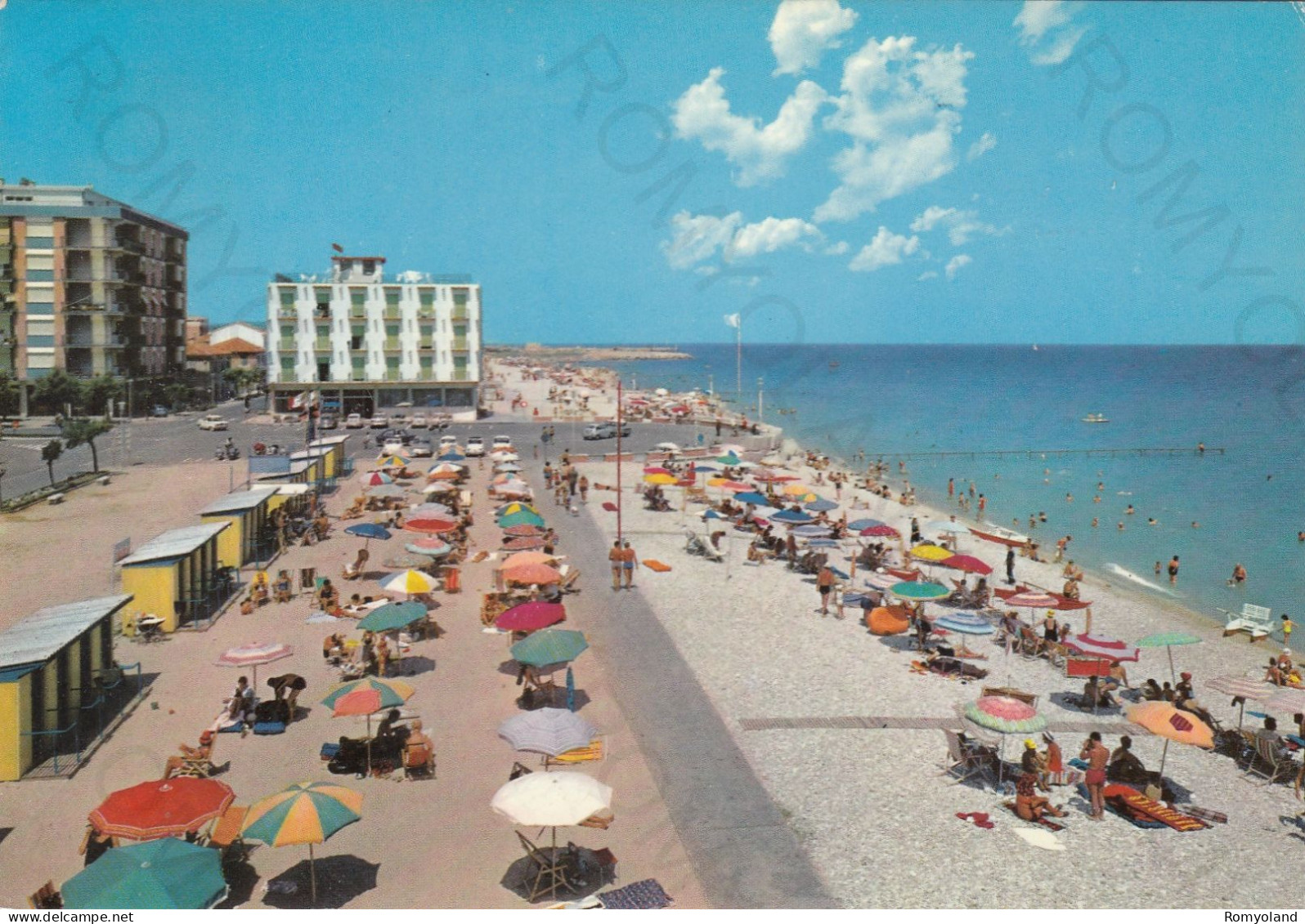 CARTOLINA  FANO,MARCHE-RIVIERA ADRIATICA-SPIAGGIA DI LEVANTE-MARE,VACANZA,BARCHE A VELA,BELLA ITALIA,VIAGGIATA 1971 - Fano