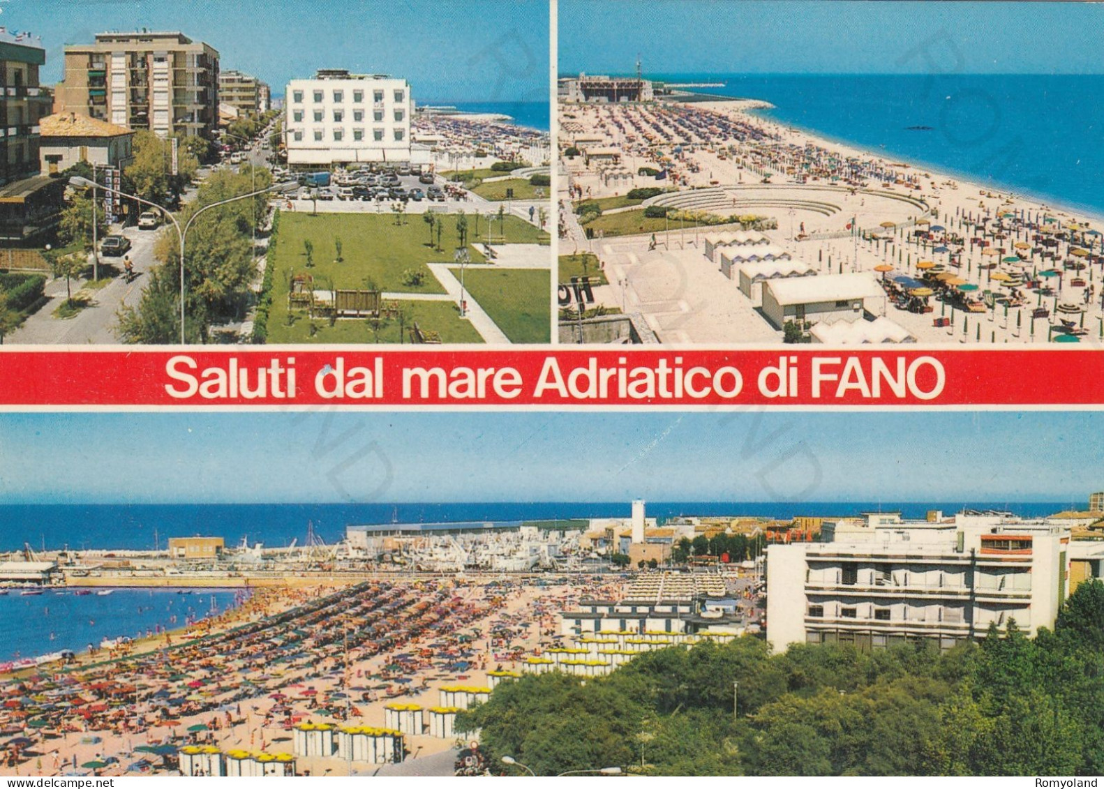 CARTOLINA  FANO,MARCHE-RIVIERA ADRIATICA-SALUTI DAL MARE ADRIATICO-MARE,SPIAGGIA,VACANZA,BELLA ITALIA,VIAGGIATA 1992 - Fano