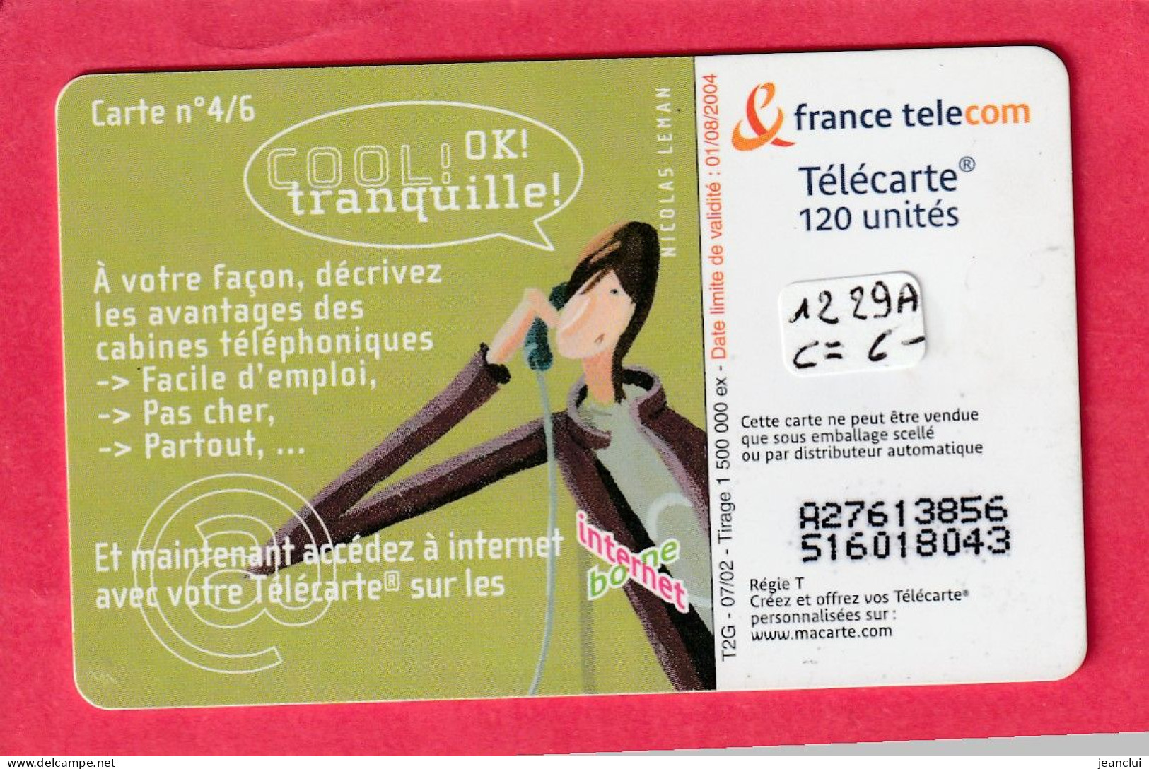 F 1229 A  . COOL TRANQUILLE 4 . 120 U . 07/02  .  SO 3   .  COTE  =  6 €  .  2 SCANES - 2002