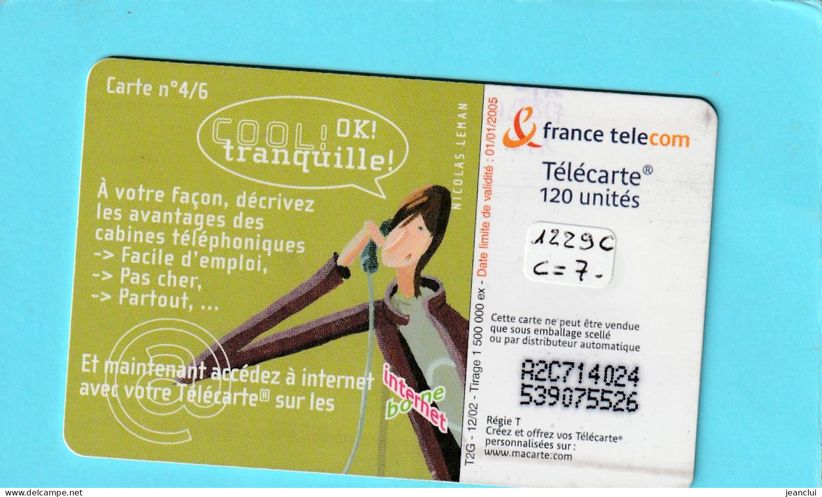 F 1229 C  . COOL TRANQUILLE 4 . 120 U . 12/02  .  SO 3   .  COTE  =  7 €  .  2 SCANES - 2002