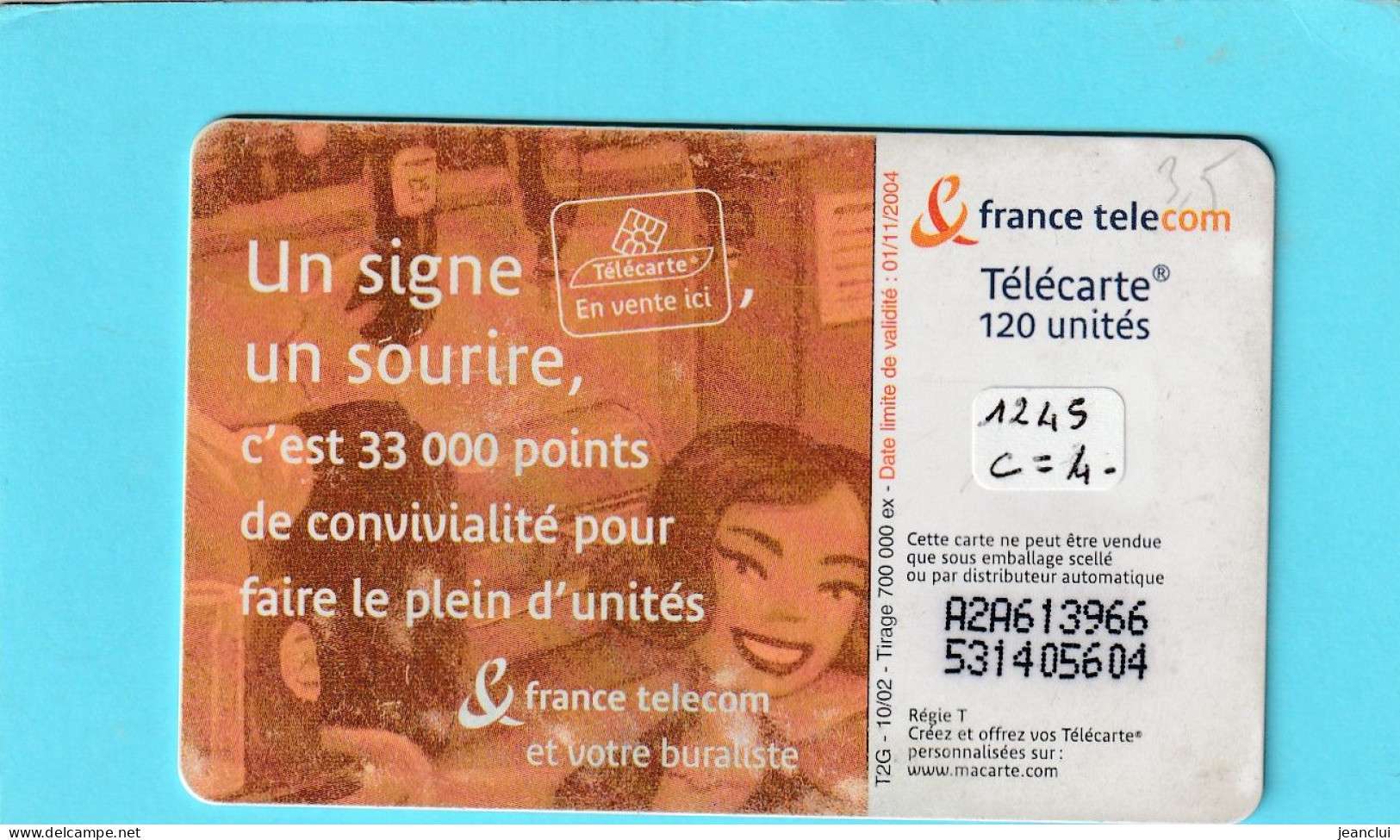 F 1245  . BURALISTE 2  . 120 U . 10/02  .  SO 3   .  COTE  =  4 €  .  2 SCANES - 2002