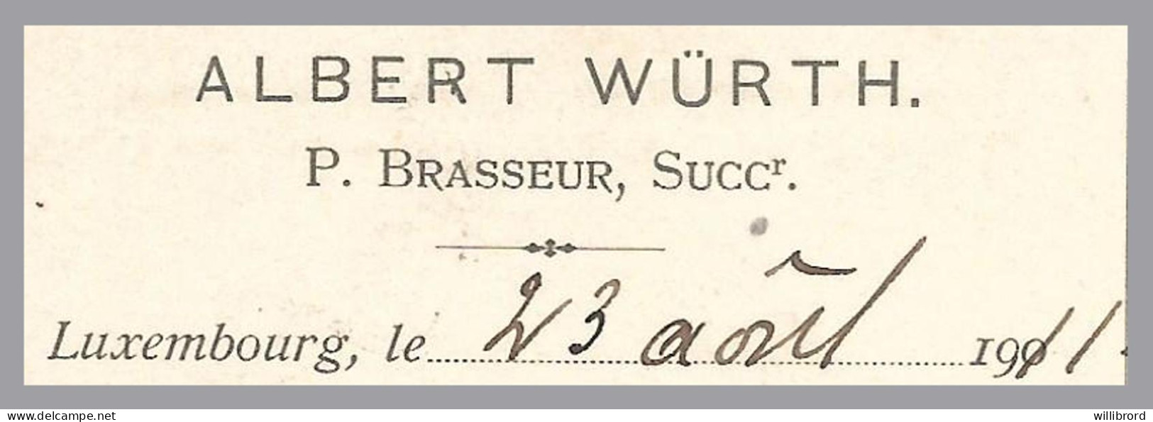 LUXEMBOURG - 1911 Privately Printed Postcard - ALBERT WÜRTH - Lux-Ville II To Echternach - 1907-24 Scudetto