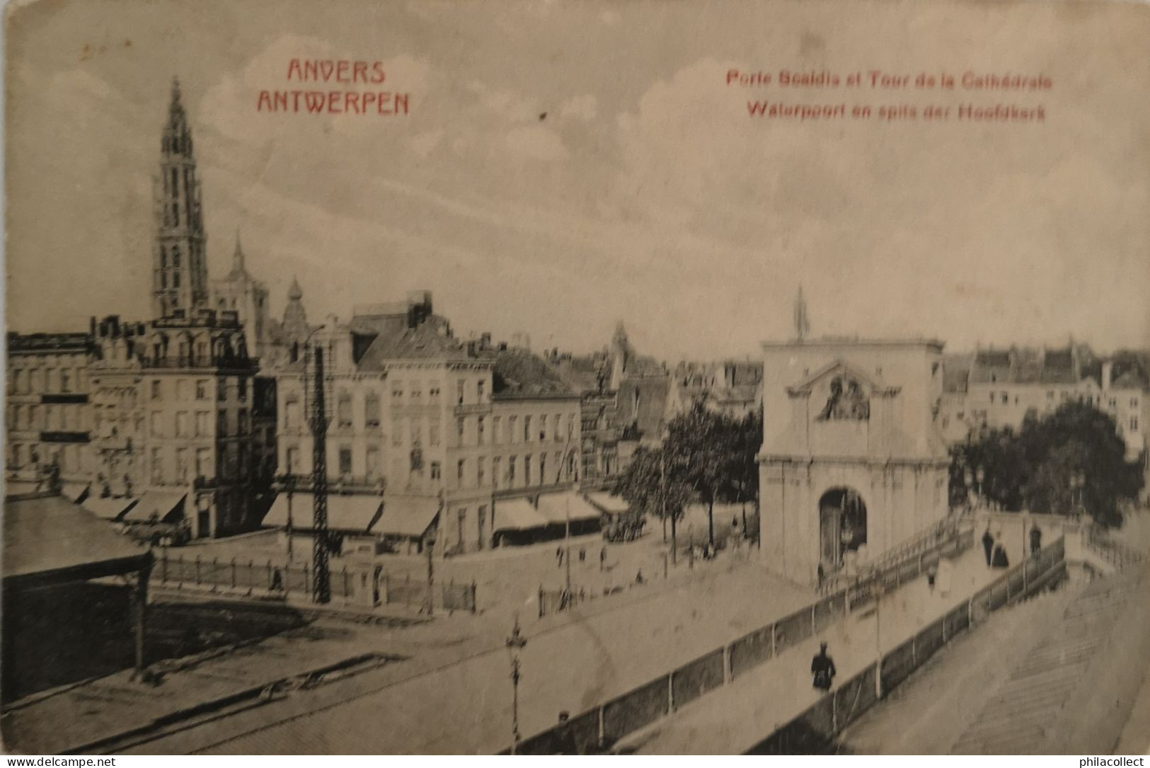 Antwerpen - Anvers  //  Waterpoort En Spts Det Hoofdkerk (geen Standaard Zicht) 19?2 Uitg. E. S. A. B. - Antwerpen