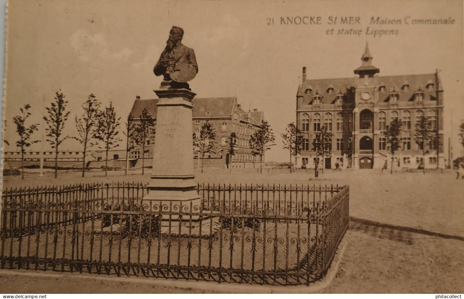 Knocke Sur Mer - Knokke // Maison Communale Et Statue Lippens 1923 - Knokke