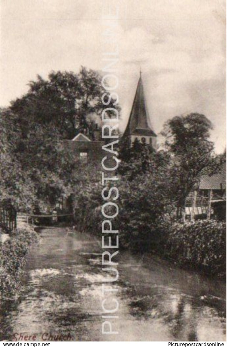 SHERE CHURCH OLD B/W POSTCARD SURREY - Surrey