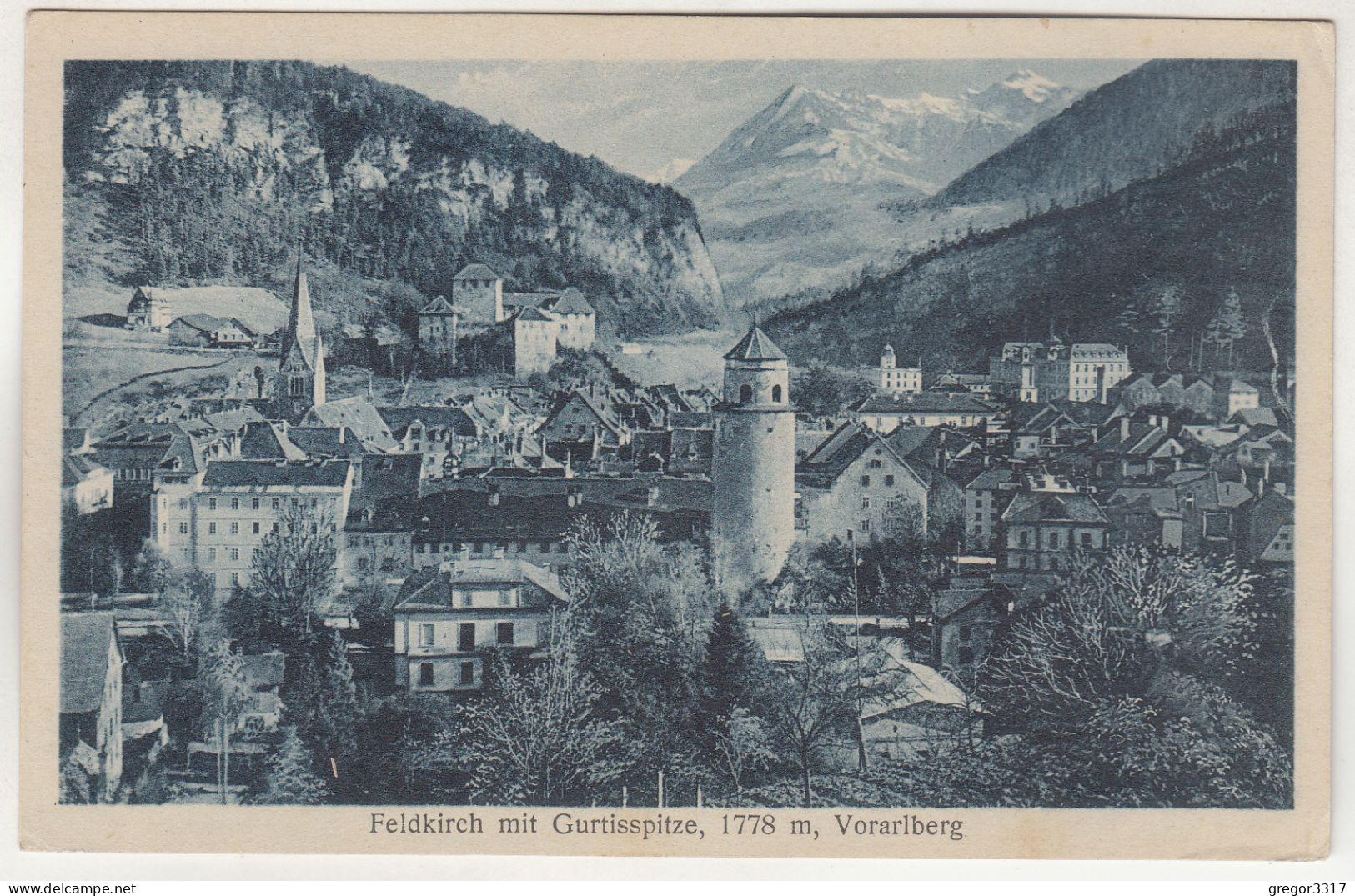 D1416) FELDKIRCH Mit Gurtisspitze - Vorarlberg  ALT !! Häuser Turm Usw. - Feldkirch