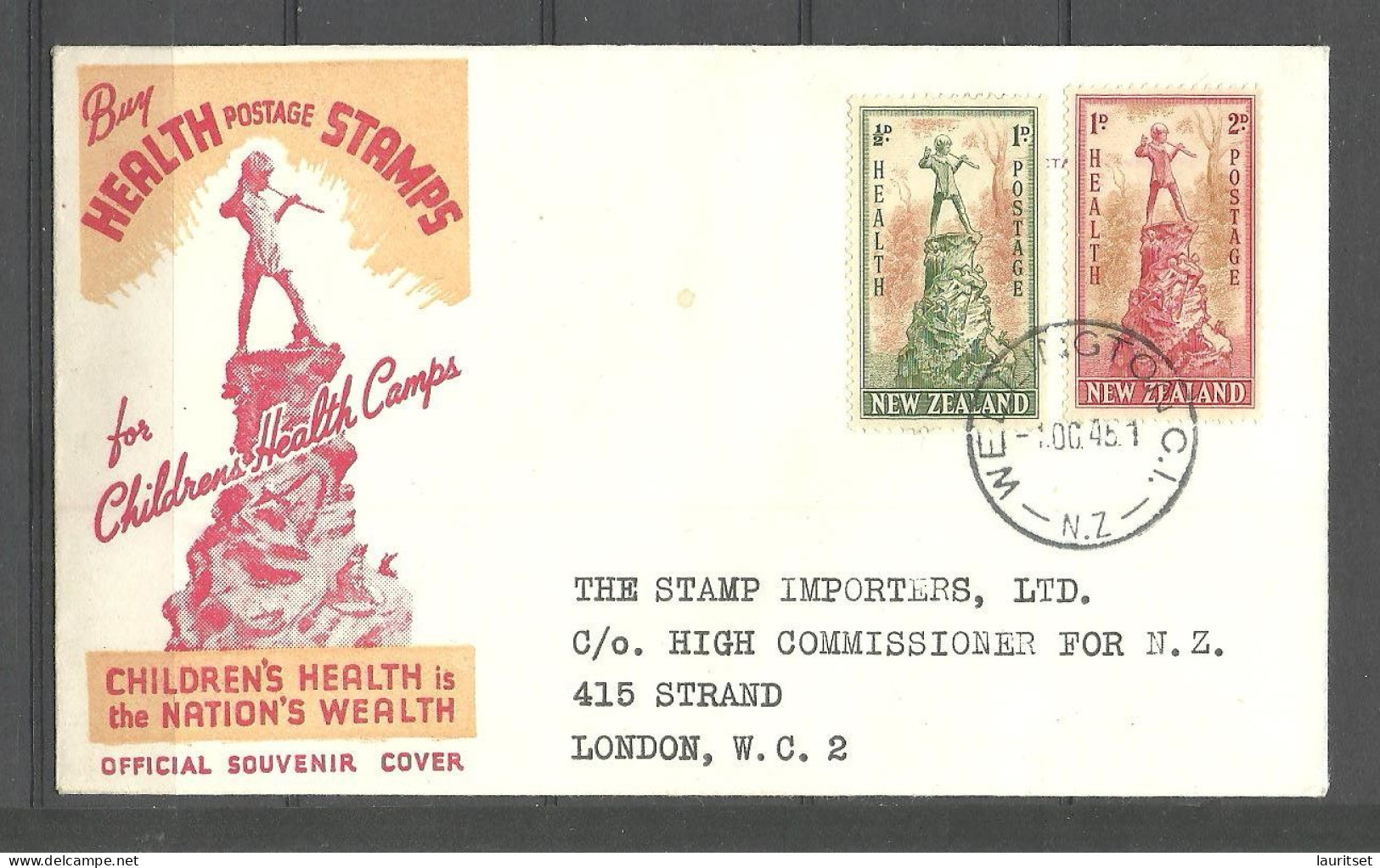 NEW ZEALAND 1945 Michel 280 - 281 FDC Health Gesundheit - FDC