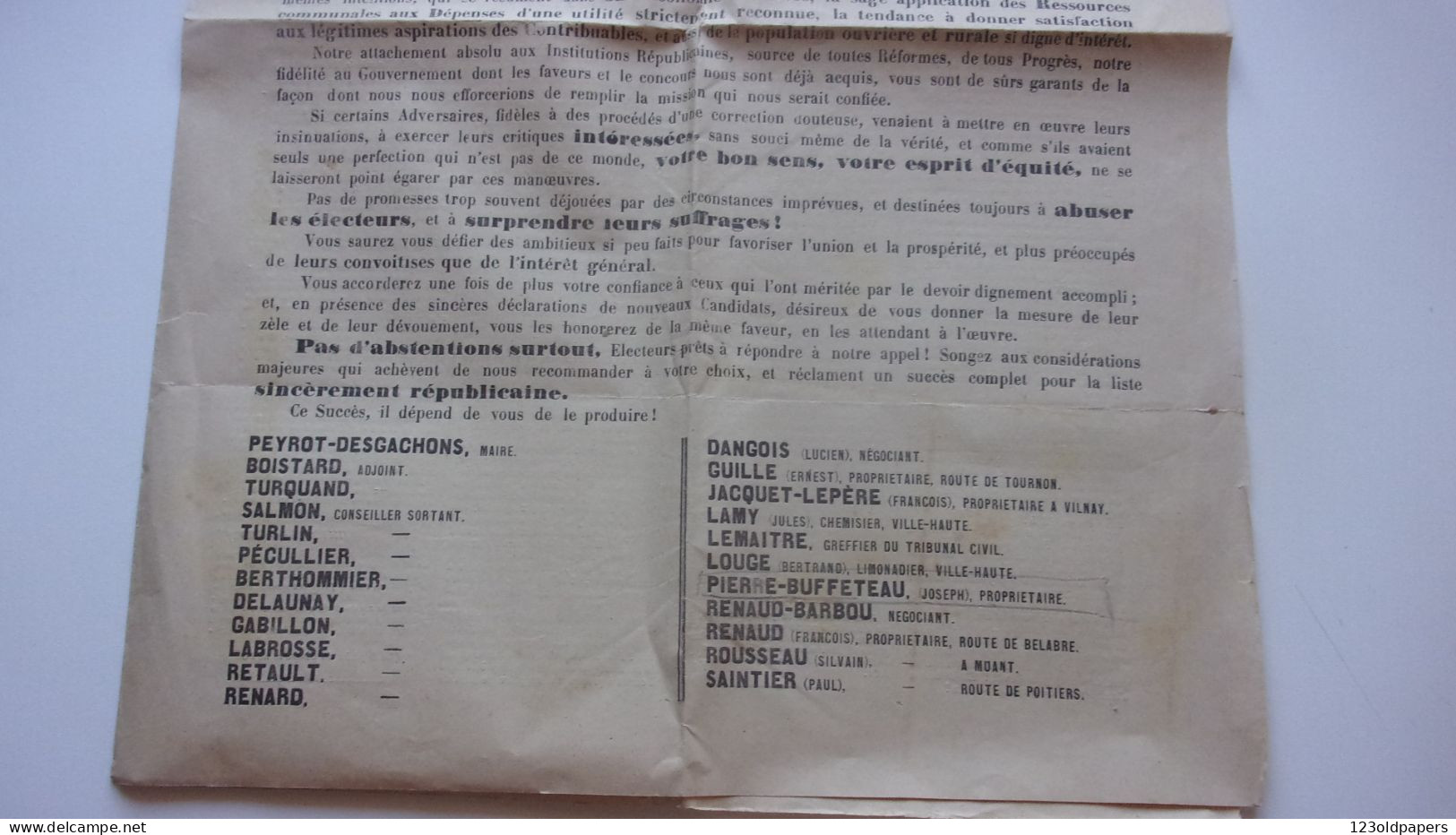 COMMUNE DU BLANC INDRE PROGRES DE L INDRE 1ER MAI 1892 ELECTIONS MUNICIPALES PEYROT DESGACHONS - Historische Dokumente