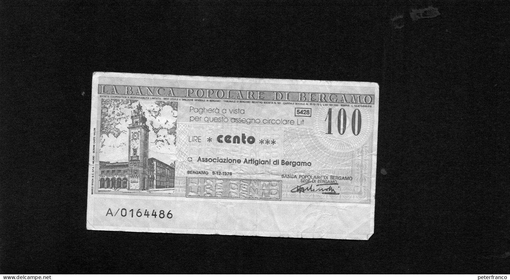 Miniassegno Banca Popolare Di Bergamo - Bergamo 1976 - Usato - Non Classés