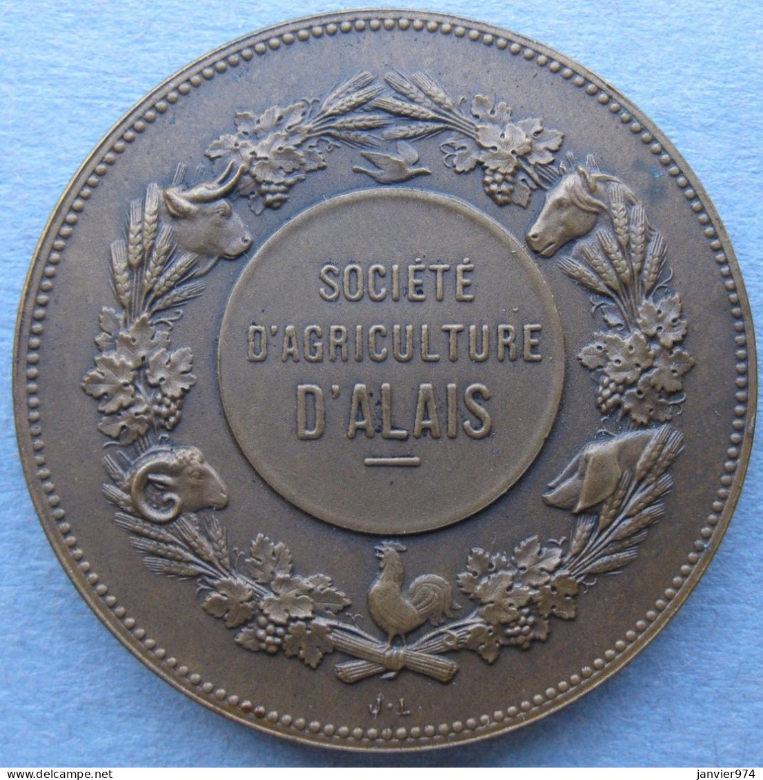 Medaille En Bronze Société D’Agriculture D’Alais / Ales - Gard, Par Lagrange - Professionals / Firms