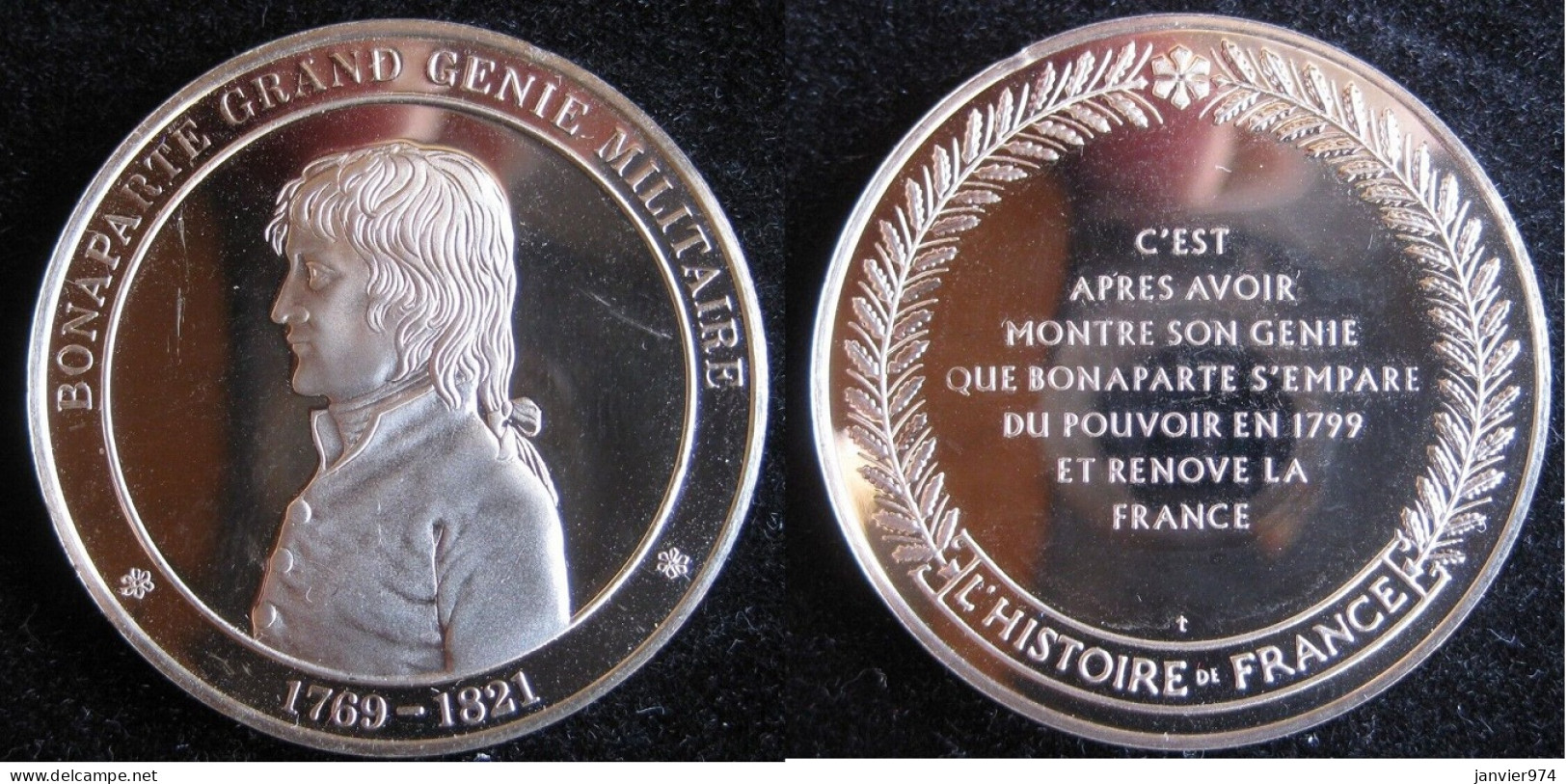 Médaille Argent Napoléon I. Bonaparte Grand Génie Militaire, Histoire De France - Royal / Of Nobility