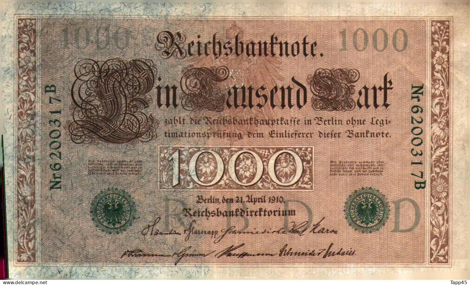 Billet > Allemagne > Voir Le Scan >  Reichsbanknote >1910>1 000 Mark Vert > Réf:C 04 - 1000 Mark