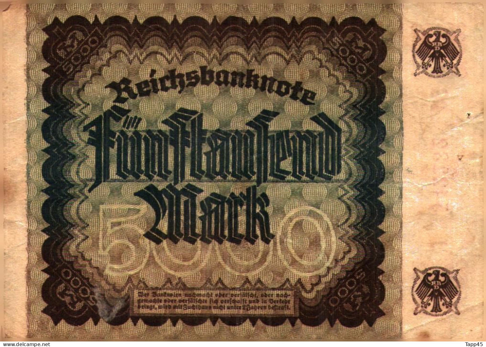 Billet > Allemagne > Voir Le Scan >  Reichsbanknote >1922>5000 Mark  > Réf:C 04 - 5.000 Mark