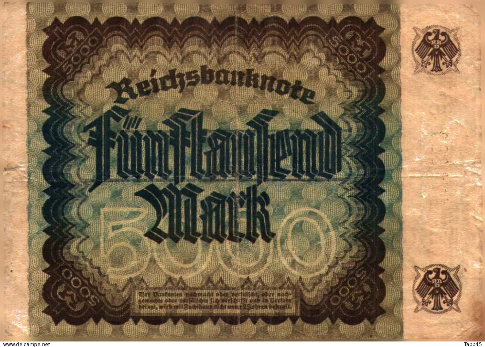 Billet > Allemagne > Voir Le Scan >  Reichsbanknote >1922>5000 Mark  > Réf:C 04 - 5.000 Mark
