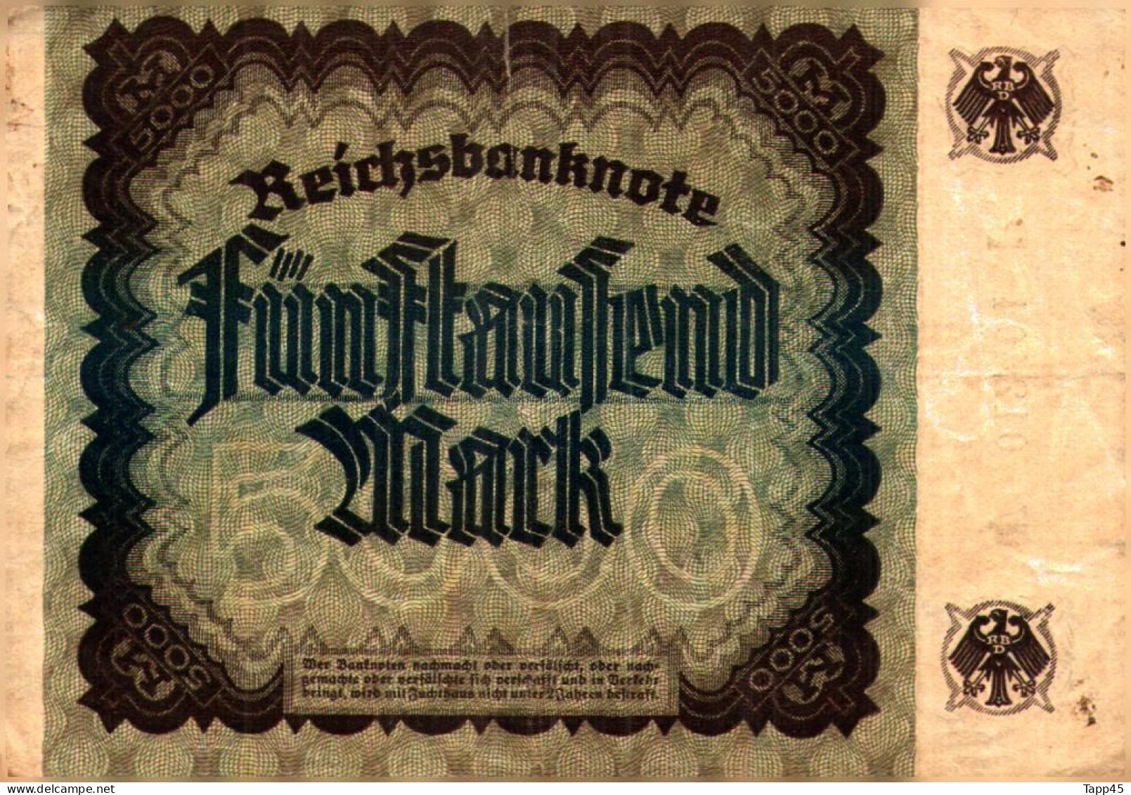 Billet > Allemagne > Voir Le Scan >  Reichsbanknote >1922>5000 Mark  > Réf:C 04 - 5.000 Mark