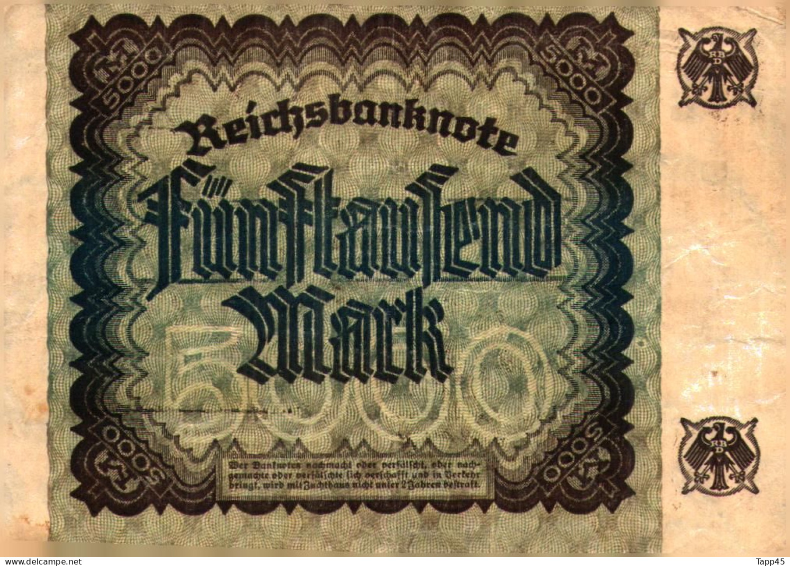 Billet > Allemagne > Voir Le Scan >  Reichsbanknote >1922>5000 Mark  > Réf:C 04 - 5000 Mark