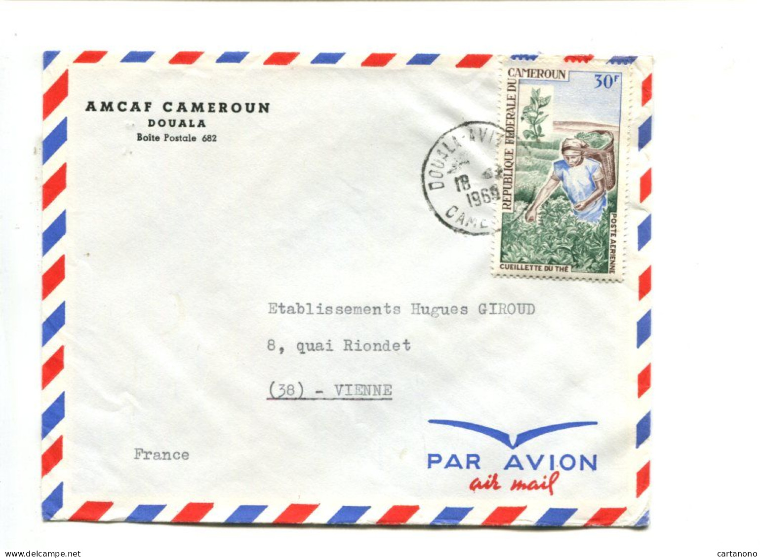 CAMEROUN - Affranchissement Sur Lettre Par Avion - P.A. Cueillette Du Thé - Kameroen (1960-...)