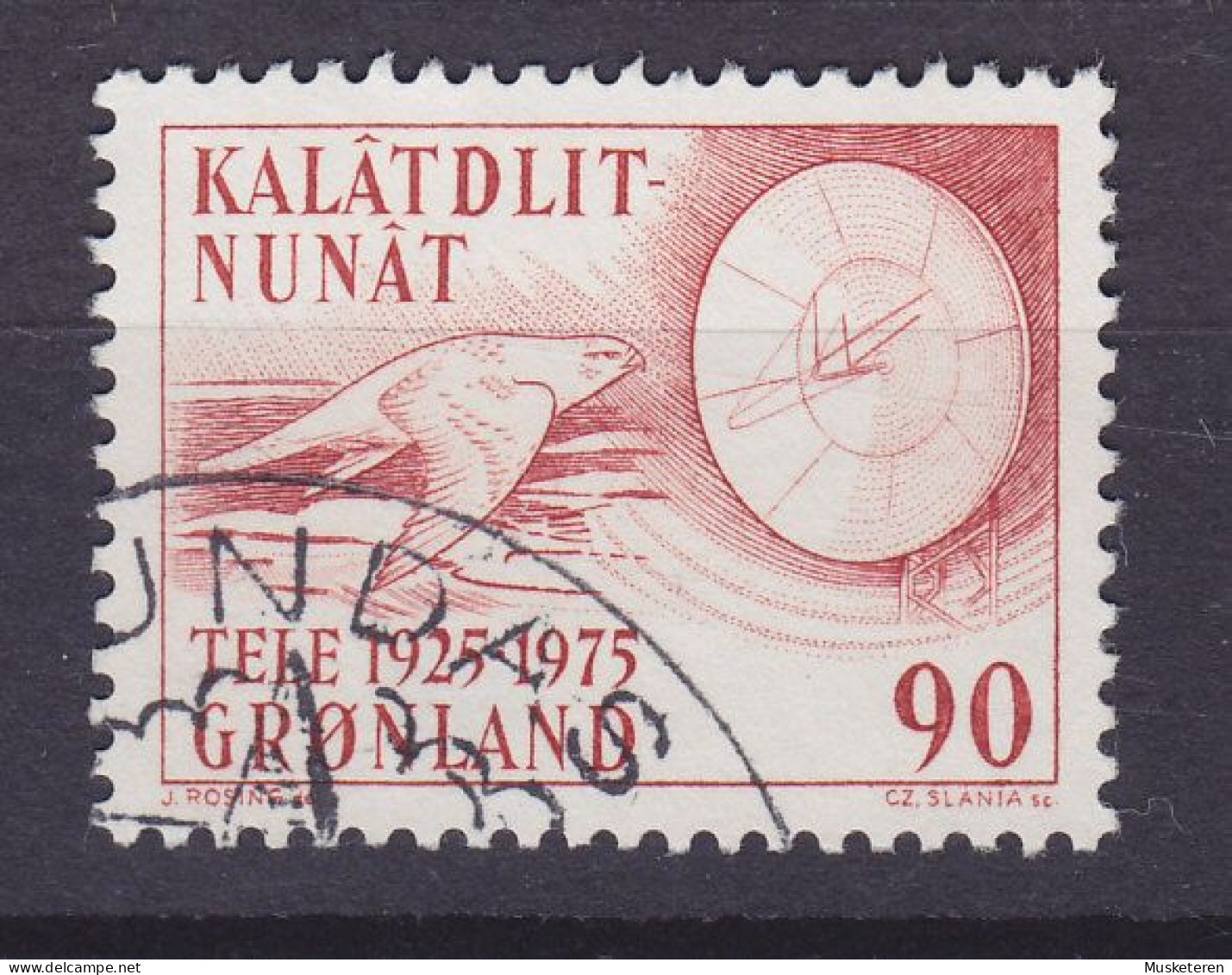 Greenland 1975 Mi. 94, 90 (Ø) Telekommunikation Bird Vogel Oiseau Gerfalke Parabolantenne (Cz. Slania) - Gebruikt