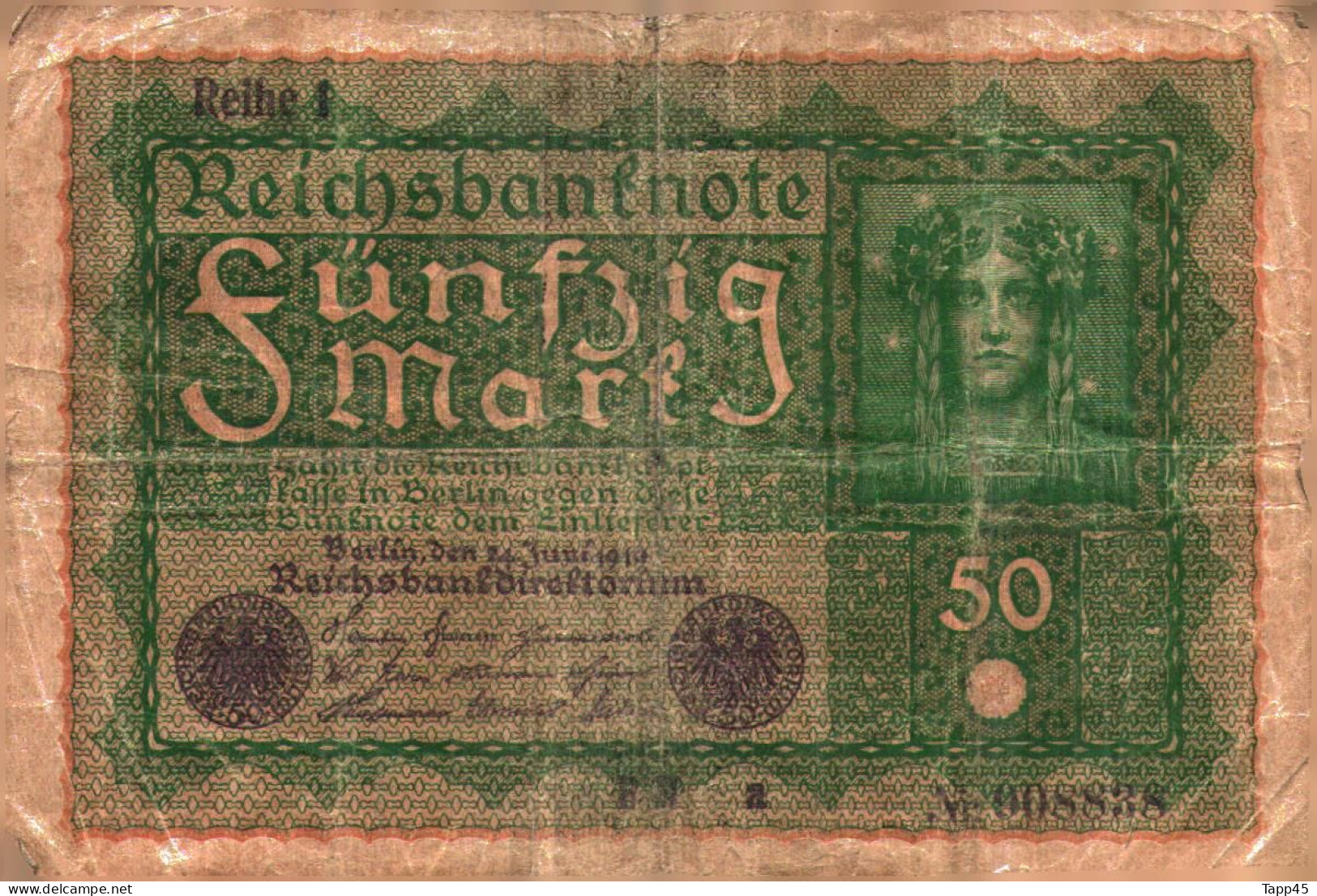 Billet > Allemagne > Voir Le Scan >  Reichsbanknote >1919 >Reihe 1  > 50  Mark  > Réf:C 04 - 50 Mark