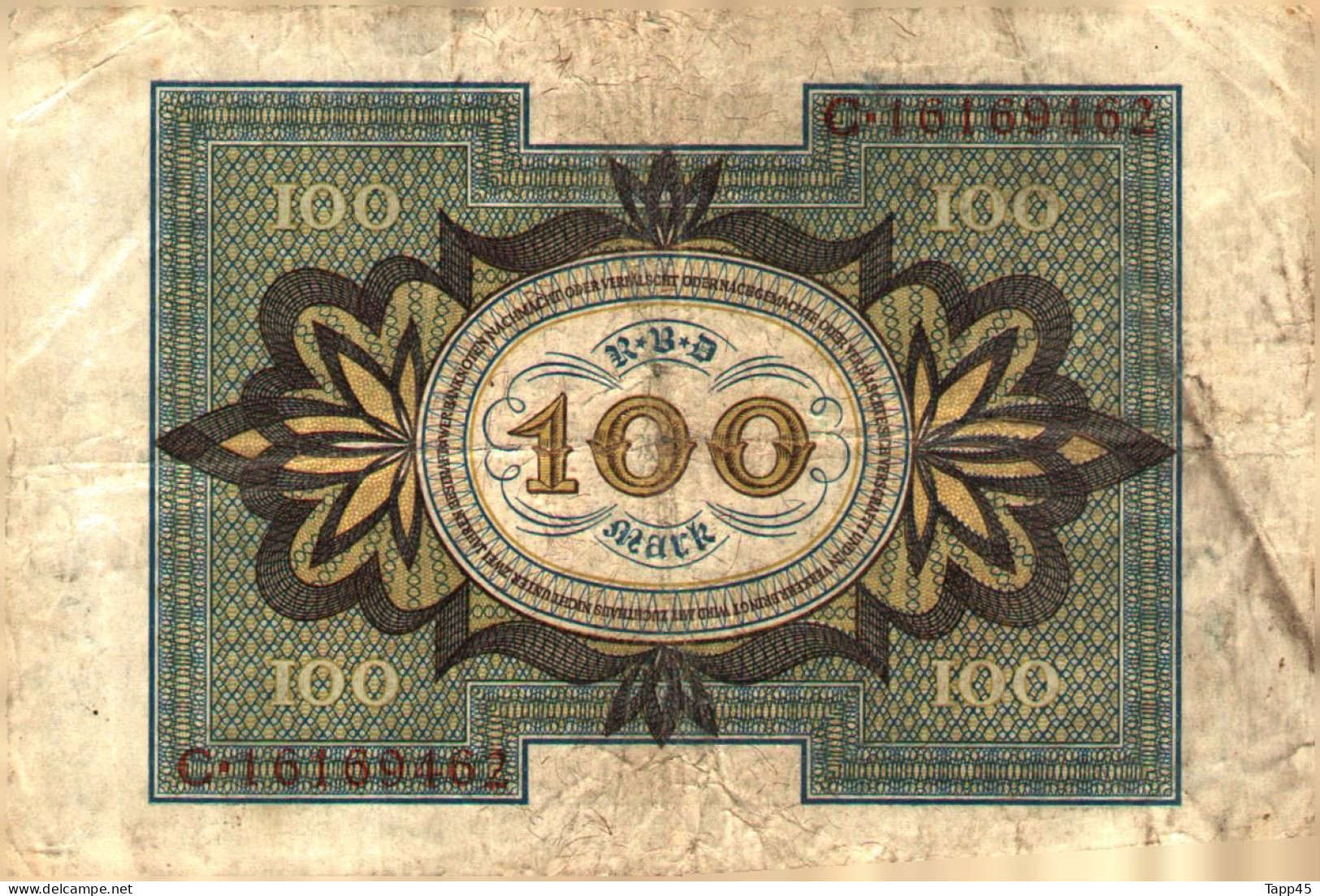 Billet > Allemagne > Voir Le Scan >  Reichsbanknote >1920 > 100  Mark  > Réf:C 04 - 100 Mark