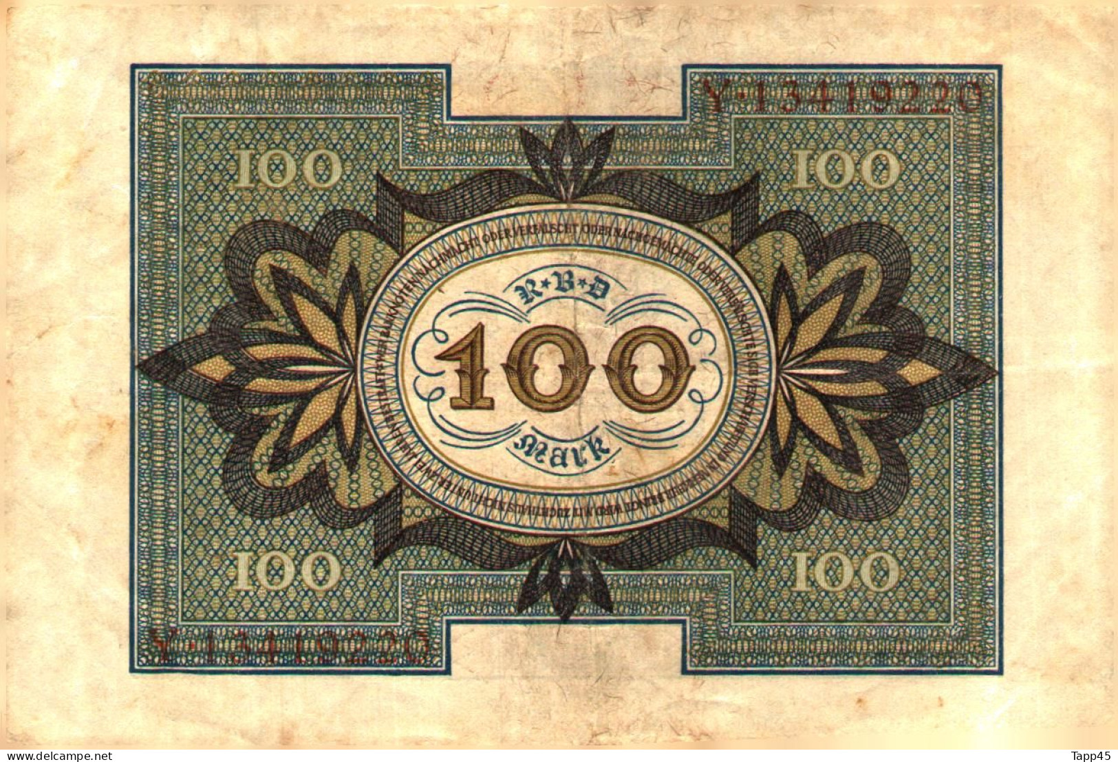 Billet > Allemagne > Voir Le Scan >  Reichsbanknote >1920 > 100  Mark  > Réf:C 04 - 100 Mark