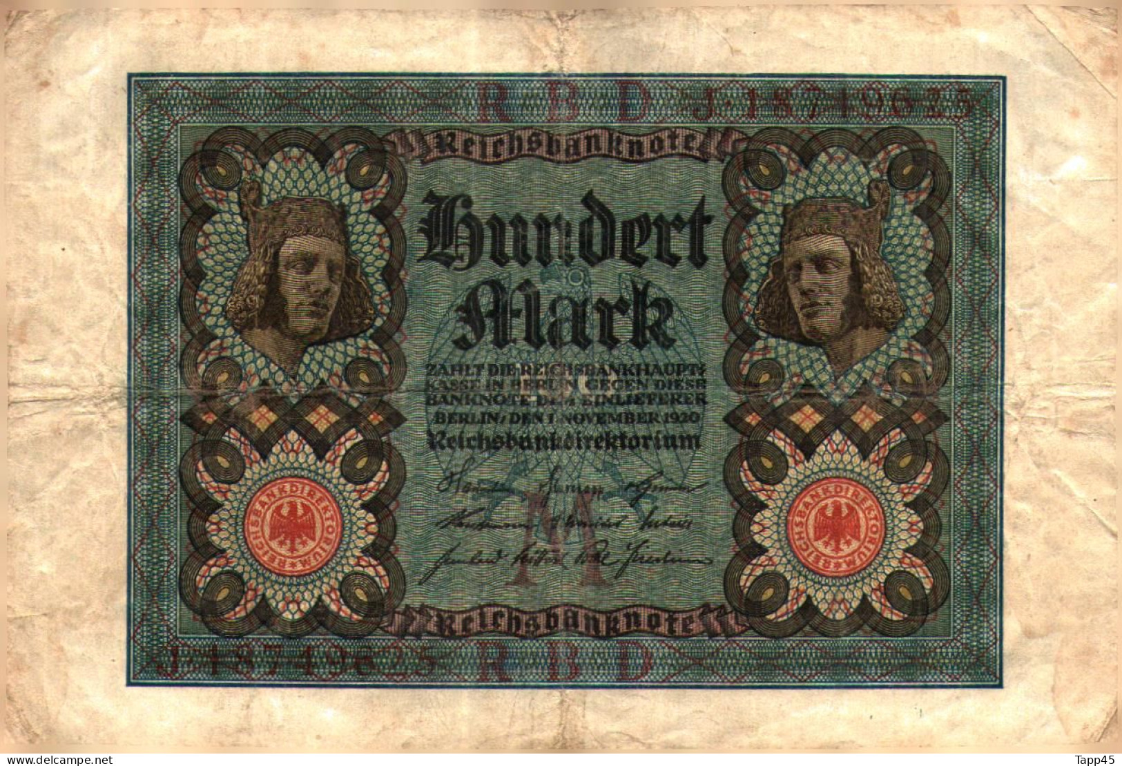 Billet > Allemagne > Voir Le Scan >  Reichsbanknote >1920 > 100  Mark  > Réf:C 04 - 100 Mark