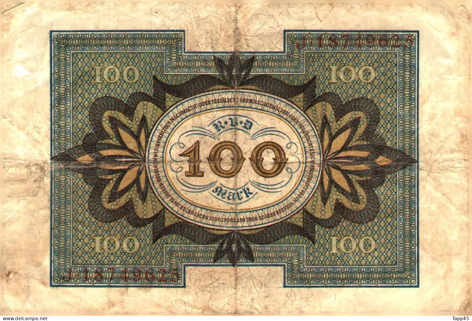 Billet > Allemagne > Voir Le Scan >  Reichsbanknote >1920 > 100  Mark  > Réf:C 04 - 100 Mark