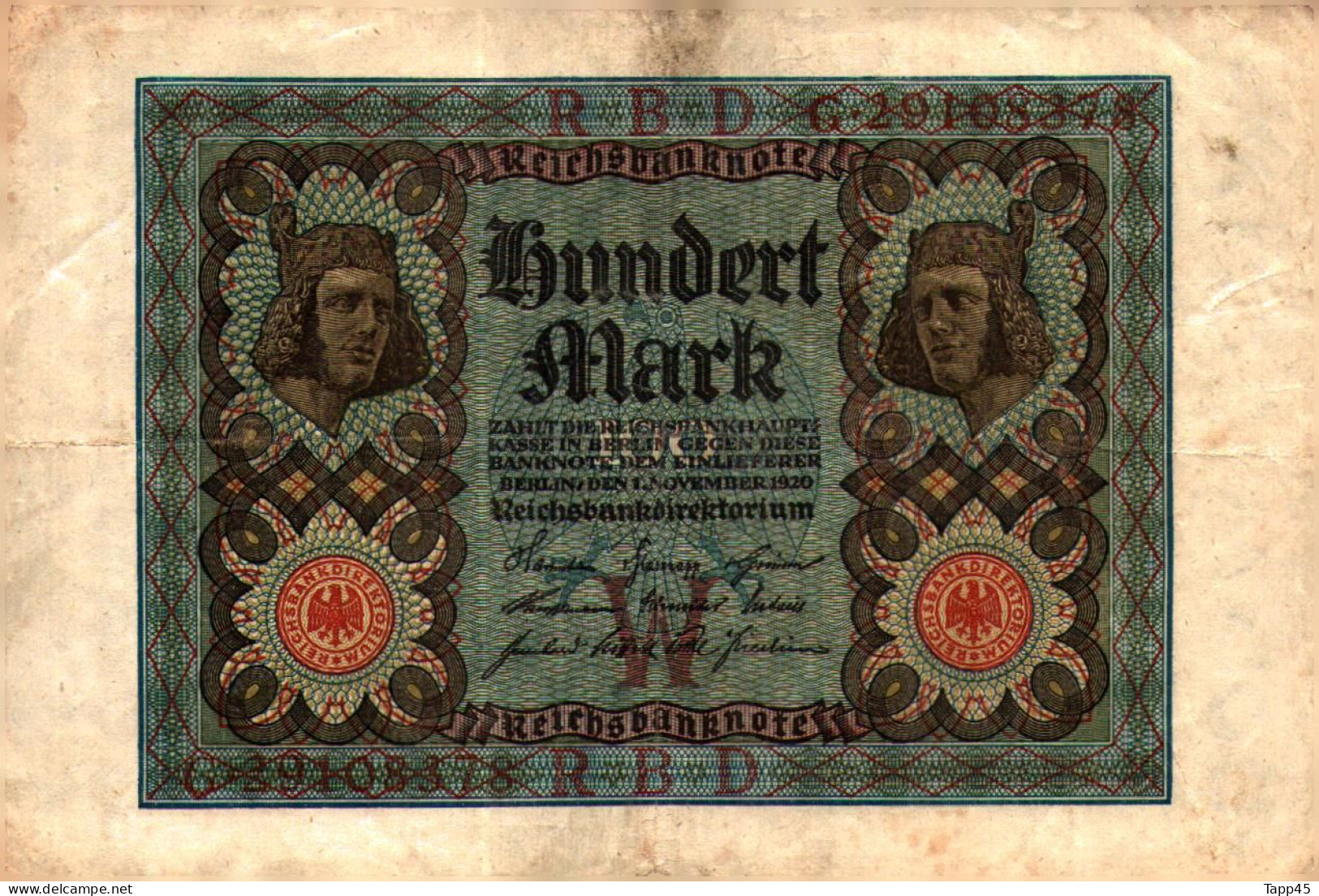 Billet > Allemagne > Voir Le Scan >  Reichsbanknote >1920 > 100  Mark  > Réf:C 04 - 100 Mark