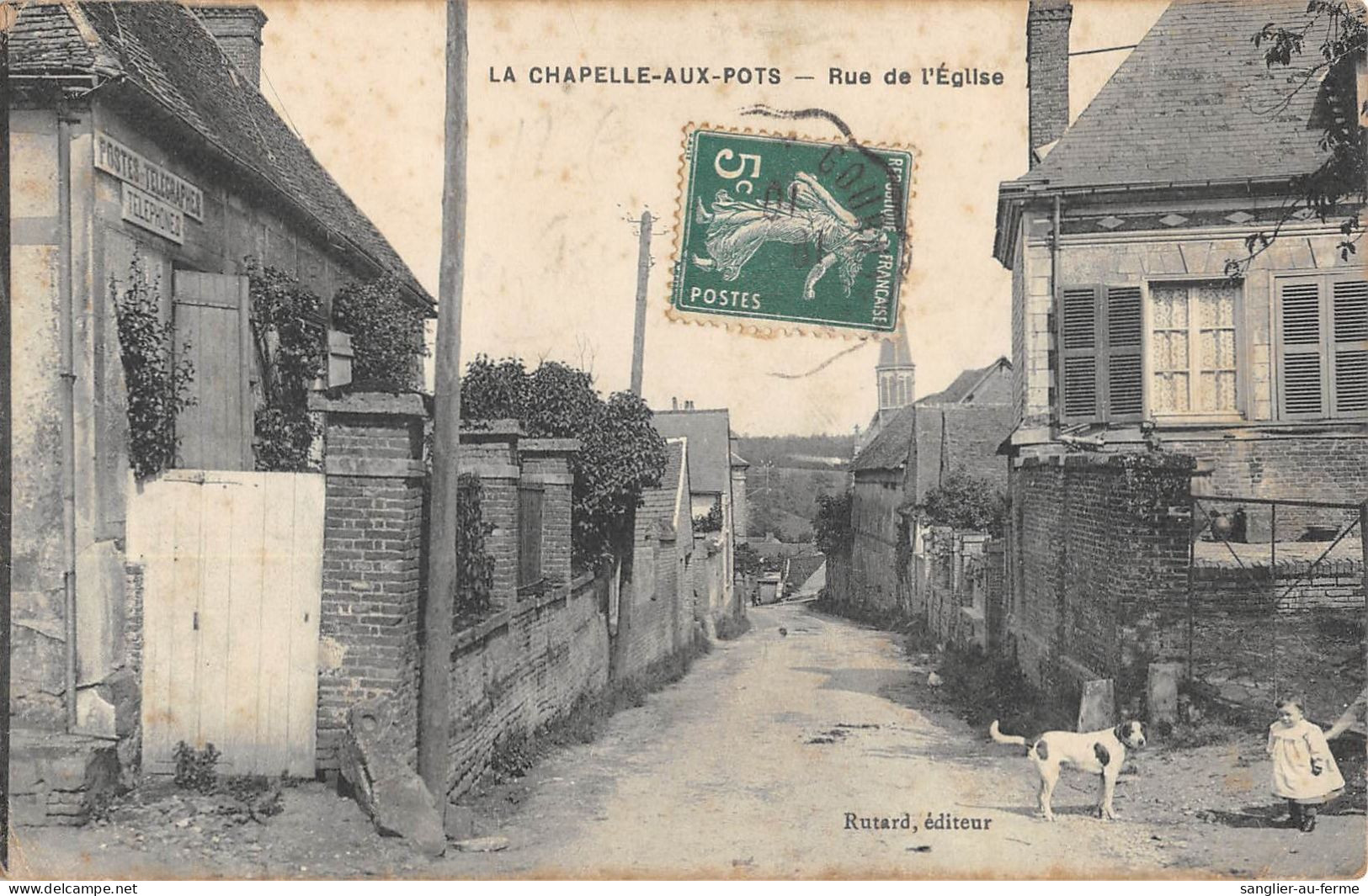 CPA 60 LA CHAPELLE AUX POTS / RUE DE L'EGLISE / POSTES / TELEGRAPHES - Other & Unclassified