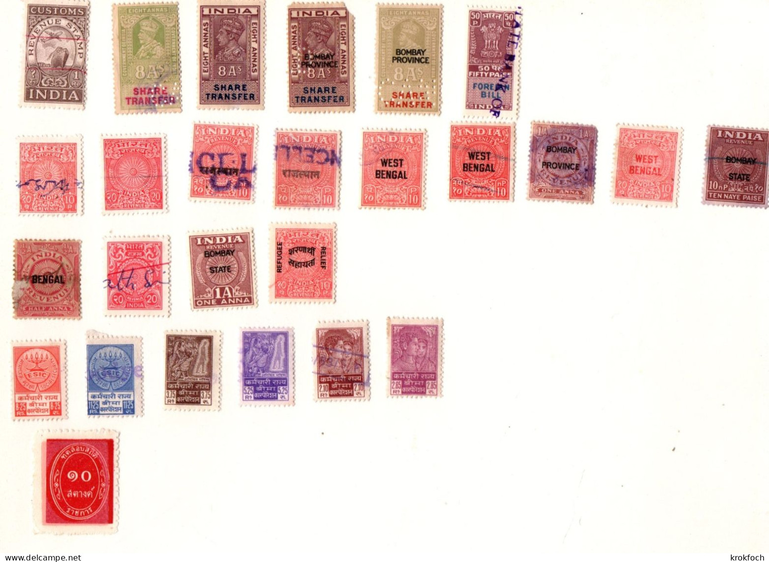 India - Customs - Share Transfer - Foreign Bill - Social Security - 26 Stamps - Fiscaux - Altri & Non Classificati