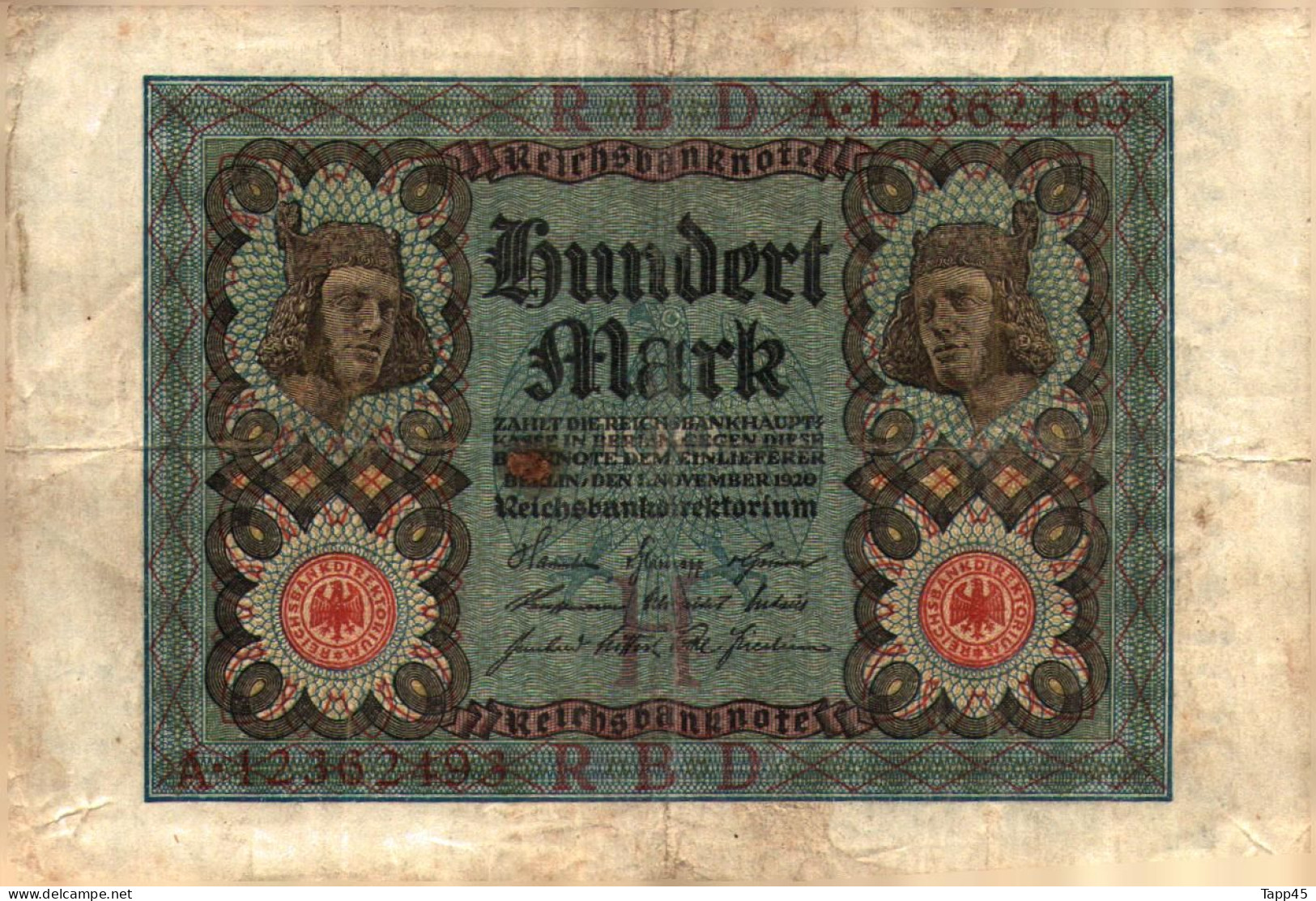 Billet > Allemagne > Voir Le Scan >  Reichsbanknote >1920 > 100  Mark  > Réf:C 04 - 100 Mark