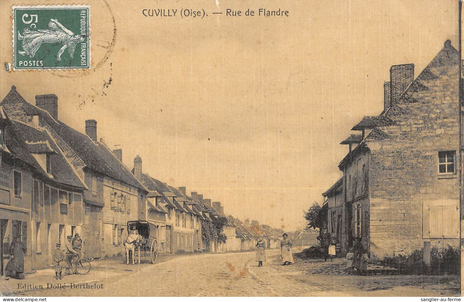 CPA 60 CUVILLY / RUE DE FLANDRE / CPA TOILEE - Other & Unclassified