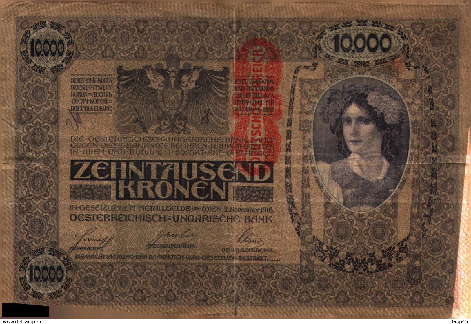 Billet > Allemagne > Voir Le Scan >  1918 > 10000  Mark  > Très Abimé >Réf:C 04 - Ohne Zuordnung