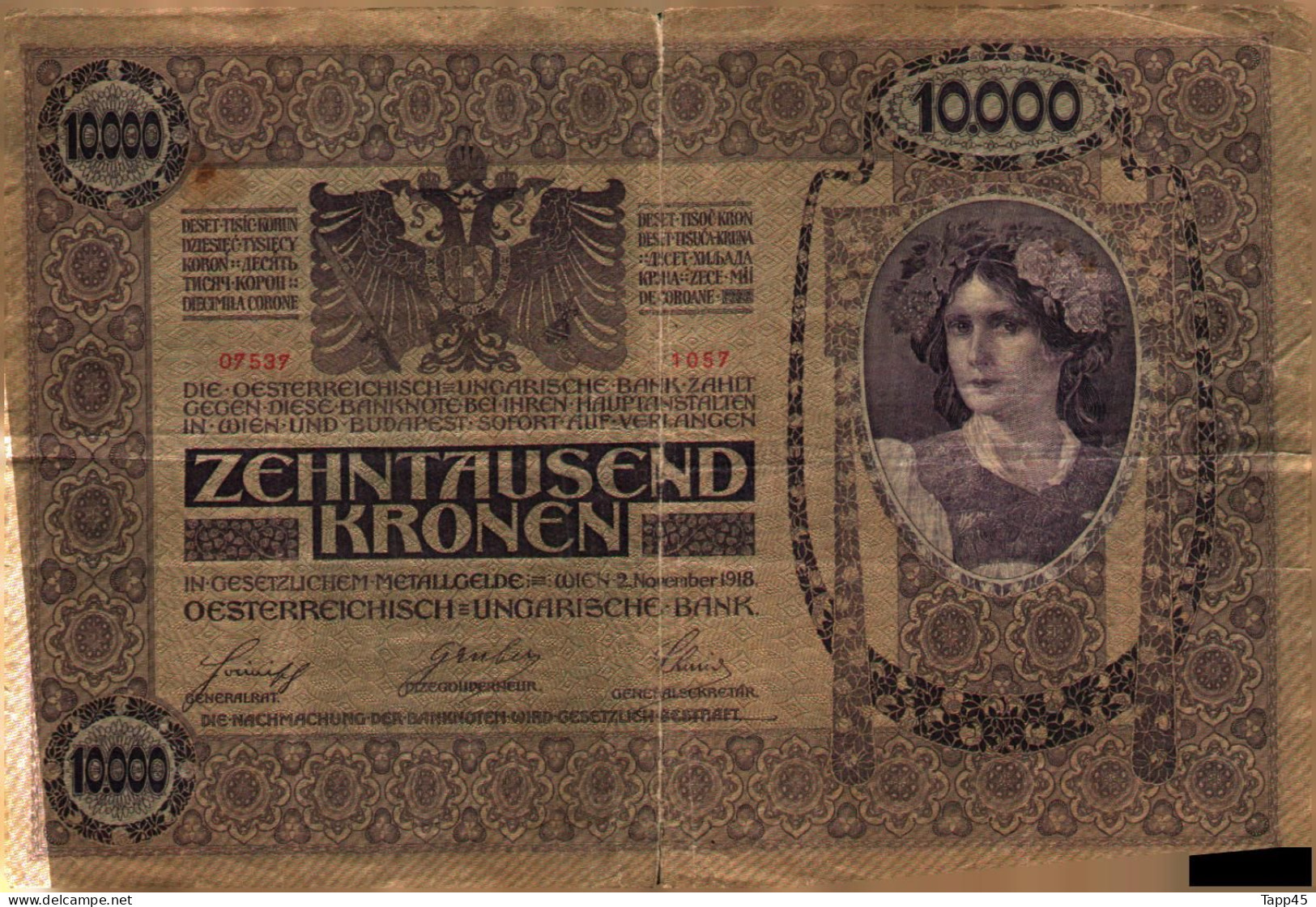 Billet > Allemagne > Voir Le Scan >  1918 > 10000  Mark  > Très Abimé >Réf:C 04 - Zonder Classificatie