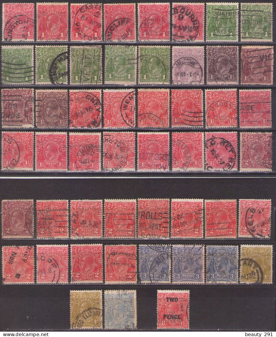 LOT Stamps AUSTRALIA  GEORGE V -1913-1936 -Varietyes-- --Watermarks - Used Stamps