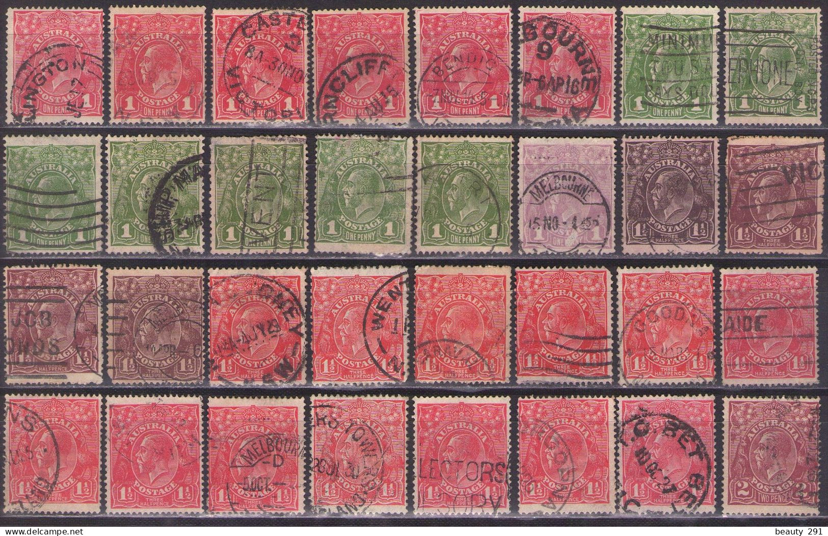 LOT Stamps AUSTRALIA  GEORGE V -1913-1936 -Varietyes-- --Watermarks - Used Stamps